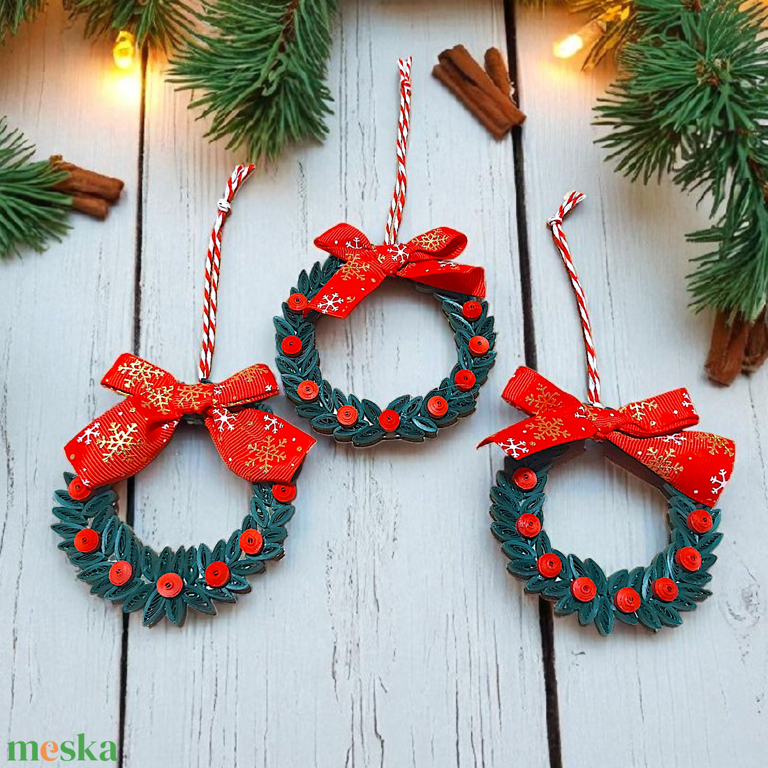 Karácsonyfa dísz 3 db mini koszorú - karácsony - karácsonyi lakásdekoráció - karácsonyfadíszek - Meska.hu