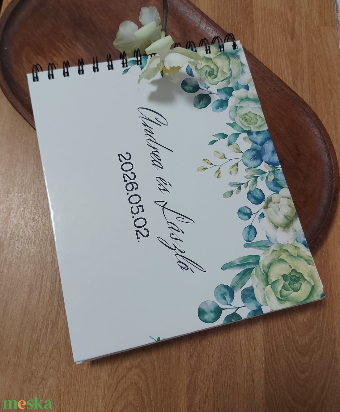 Esküvői vendégkönyv , emlékkönyv - zöld bazsarózsa - esküvő - emlék & ajándék - vendégkönyv - Meska.hu