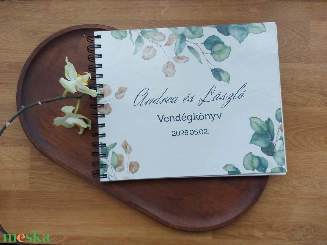 Esküvői vendégkönyv , emlékkönyv - zöld leveles - esküvő - emlék & ajándék - vendégkönyv - Meska.hu