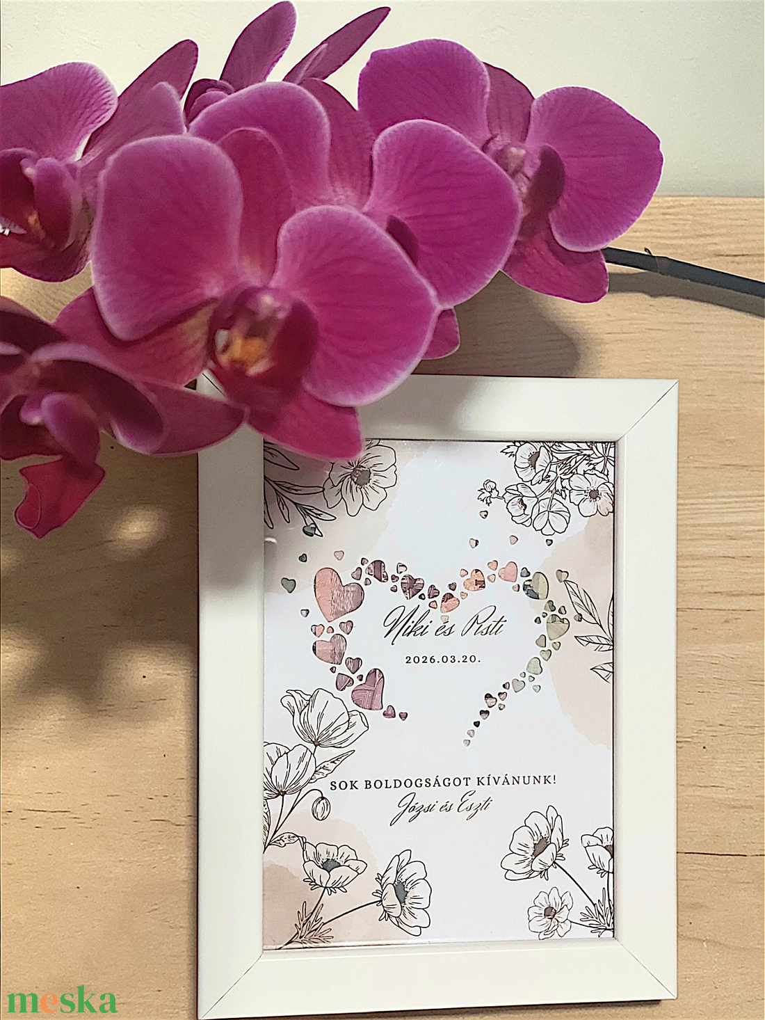 Esküvői pénzátadó képkeret - pasztel virágos - esküvő - emlék & ajándék - nászajándék - esküvői pénzátadó képkeret - Meska.hu