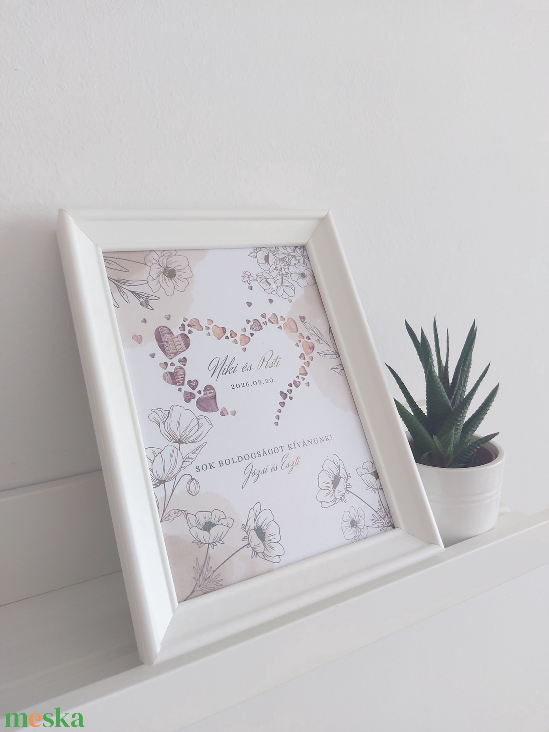 Esküvői pénzátadó képkeret - pasztel virágos - esküvő - emlék & ajándék - nászajándék - esküvői pénzátadó képkeret - Meska.hu