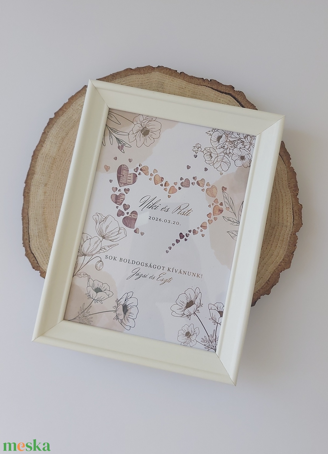 Esküvői pénzátadó képkeret - pasztel virágos - esküvő - emlék & ajándék - nászajándék - esküvői pénzátadó képkeret - Meska.hu
