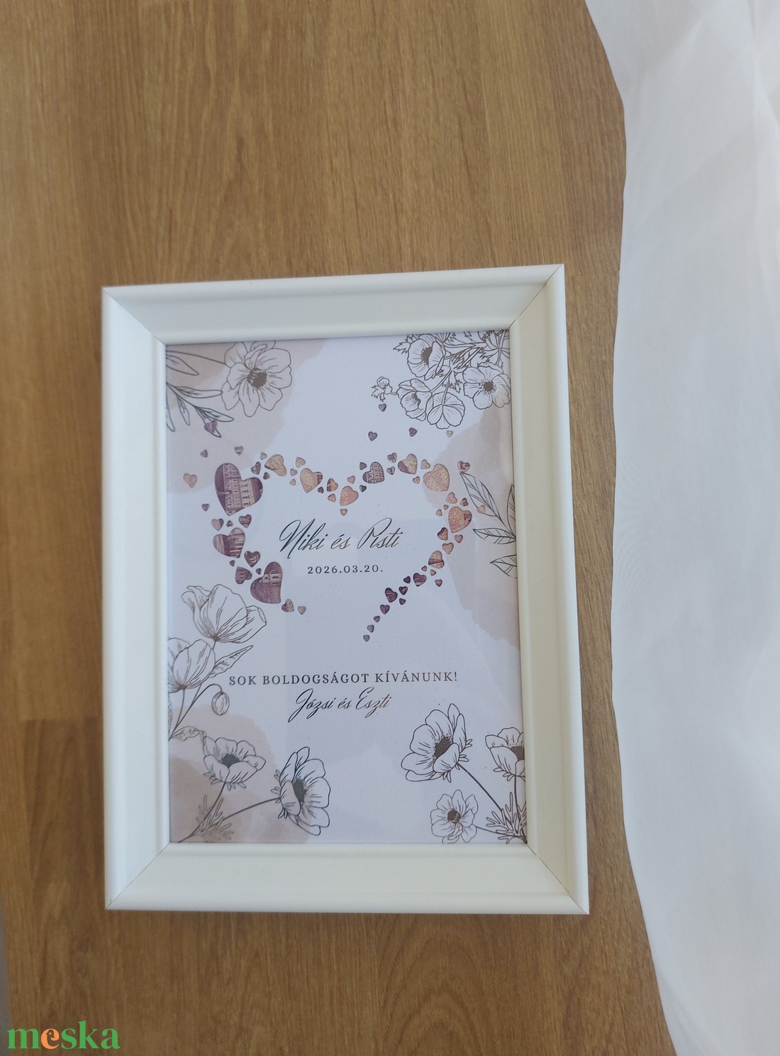 Esküvői pénzátadó képkeret - pasztel virágos - esküvő - emlék & ajándék - nászajándék - esküvői pénzátadó képkeret - Meska.hu