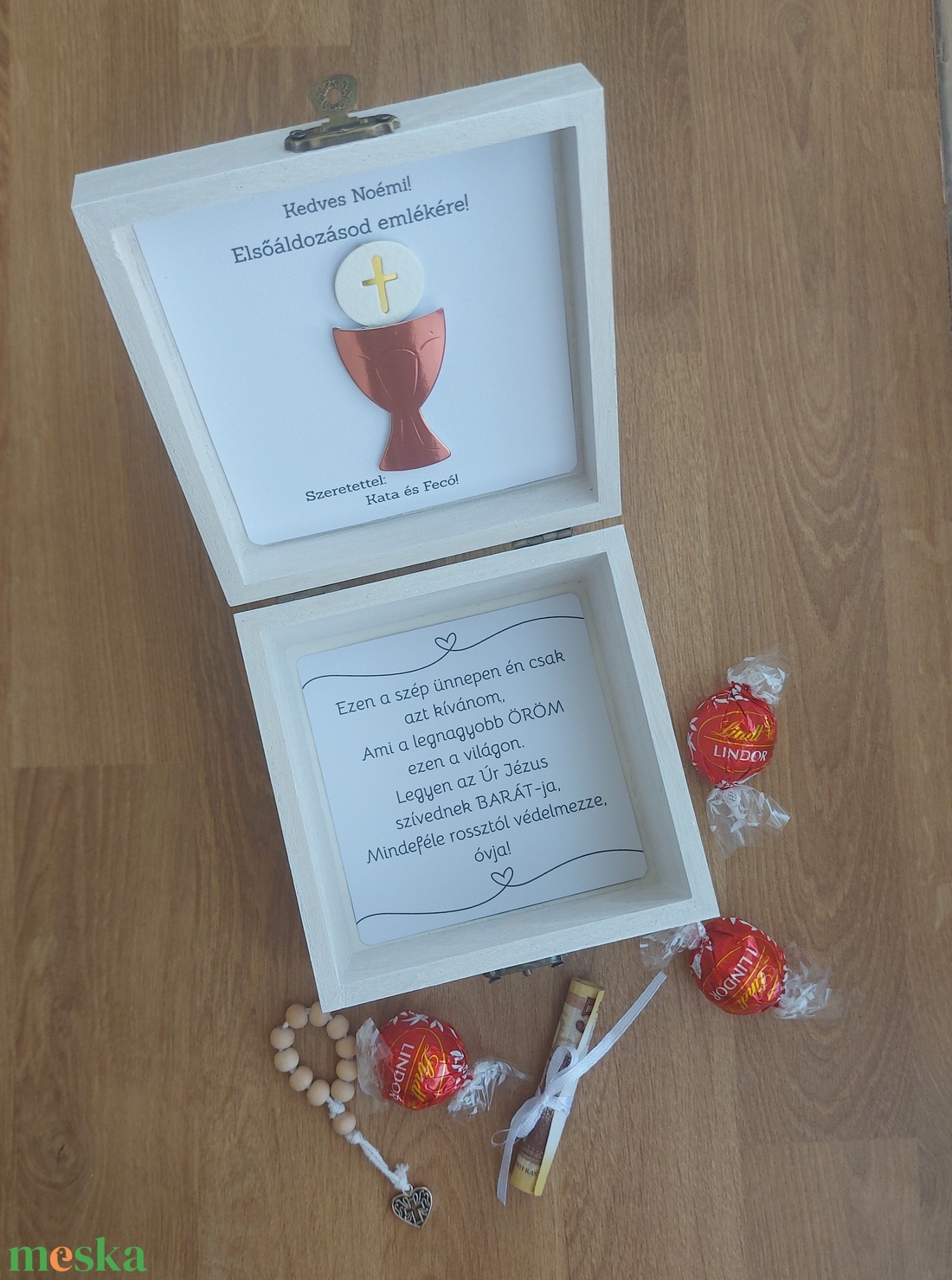 Elsőáldozási emlék fadoboz - dekopage - otthon & életmód - papír, írószer - ajándékozás kellékei - pénzátadó doboz - Meska.hu