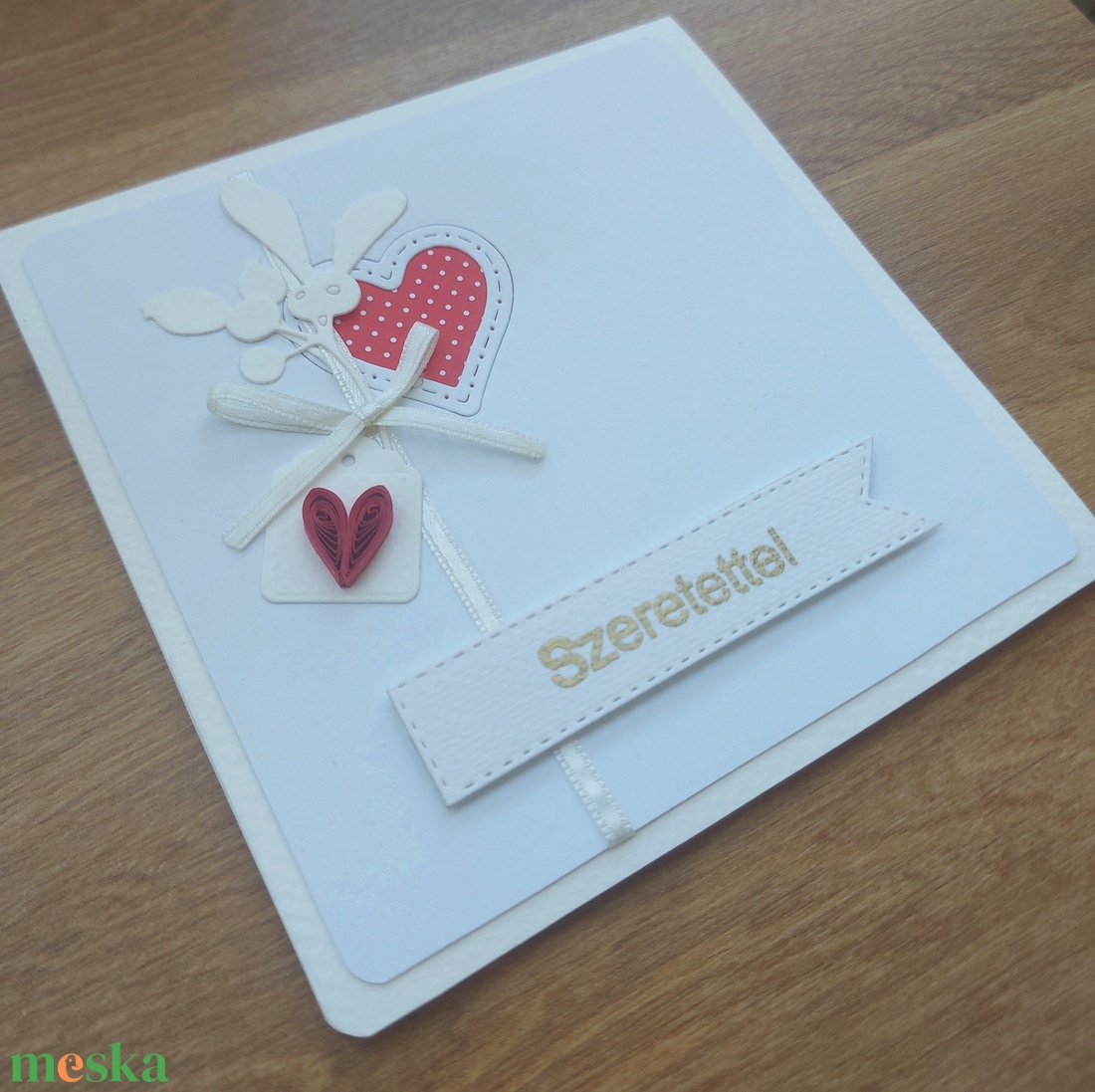 Fehér szíves pénzatadó boríték - otthon & életmód - papír, írószer - ajándékozás kellékei - pénzátadó boríték - Meska.hu