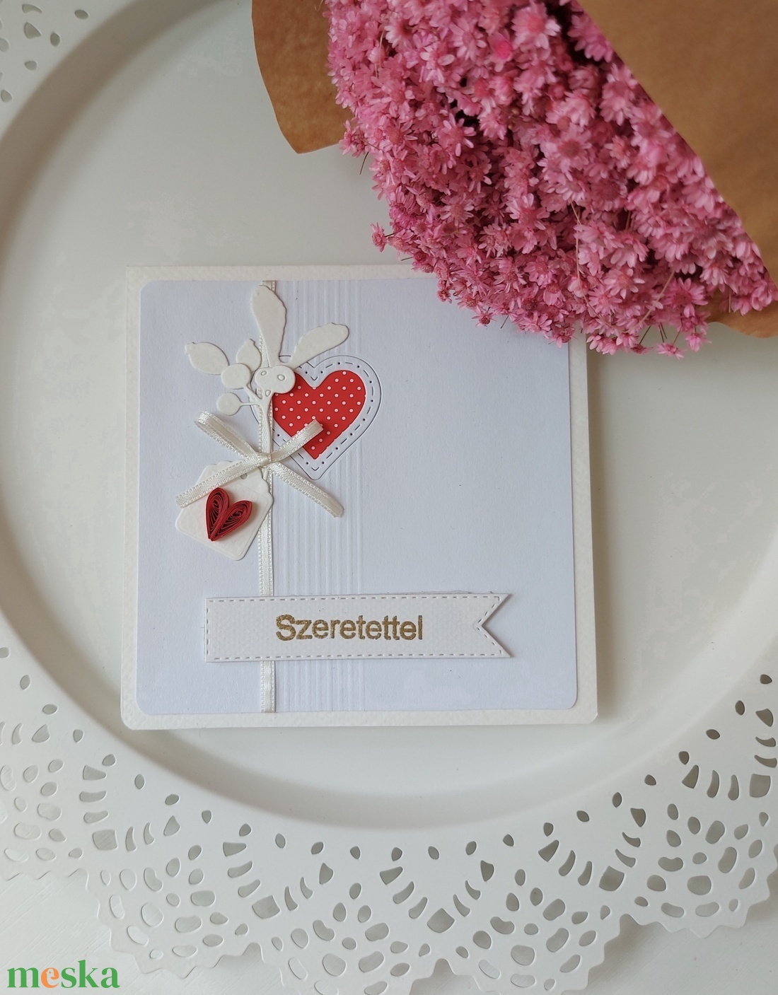 Fehér szíves pénzatadó boríték - otthon & életmód - papír, írószer - ajándékozás kellékei - pénzátadó boríték - Meska.hu