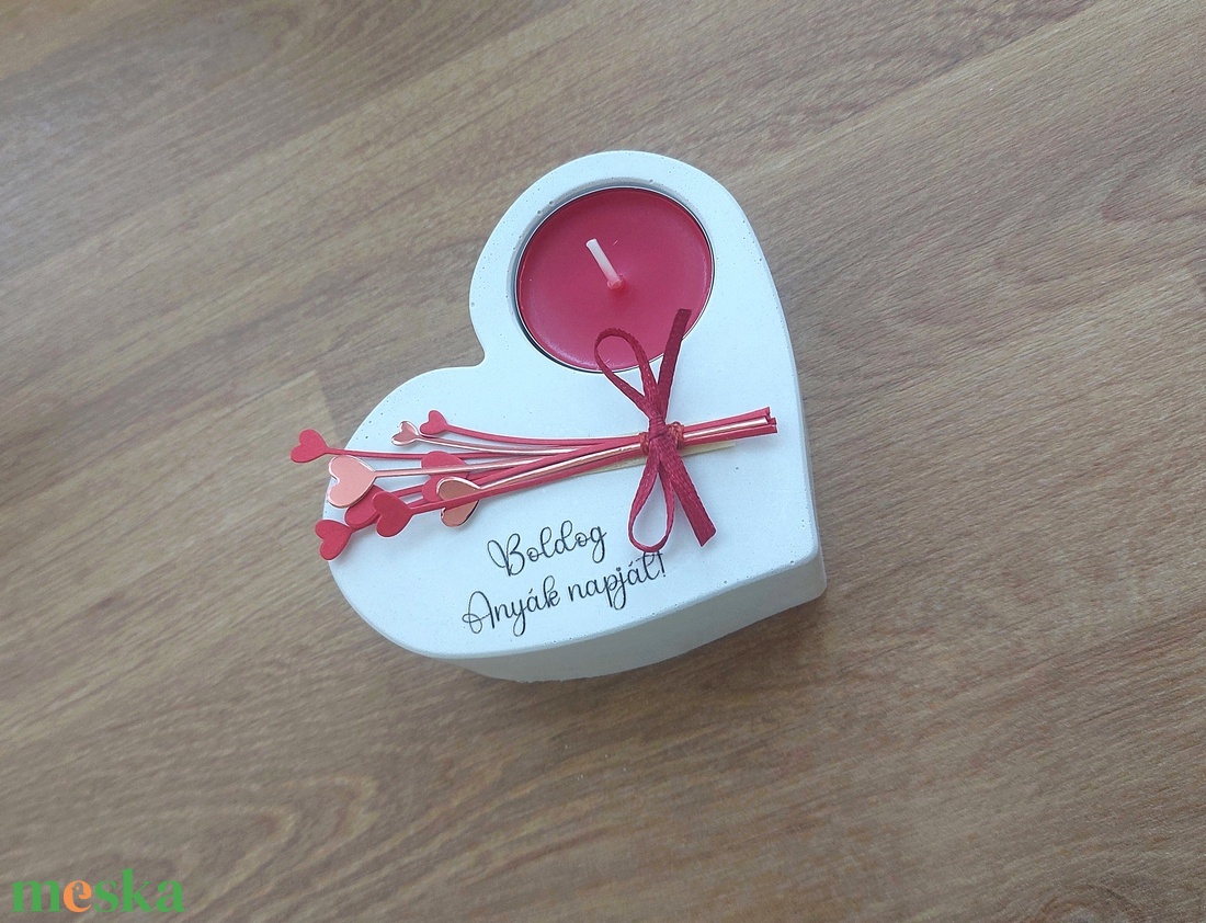 Anyák napi szív mécsestartó - szívvirágos - otthon & életmód - gyertya, illat, aroma - mécses és mécsestartó - Meska.hu