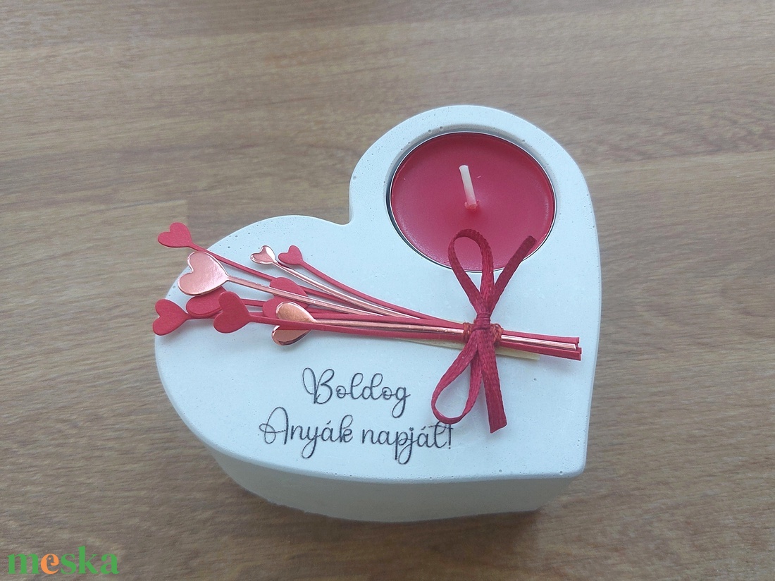 Anyák napi szív mécsestartó - szívvirágos - otthon & életmód - gyertya, illat, aroma - mécses és mécsestartó - Meska.hu