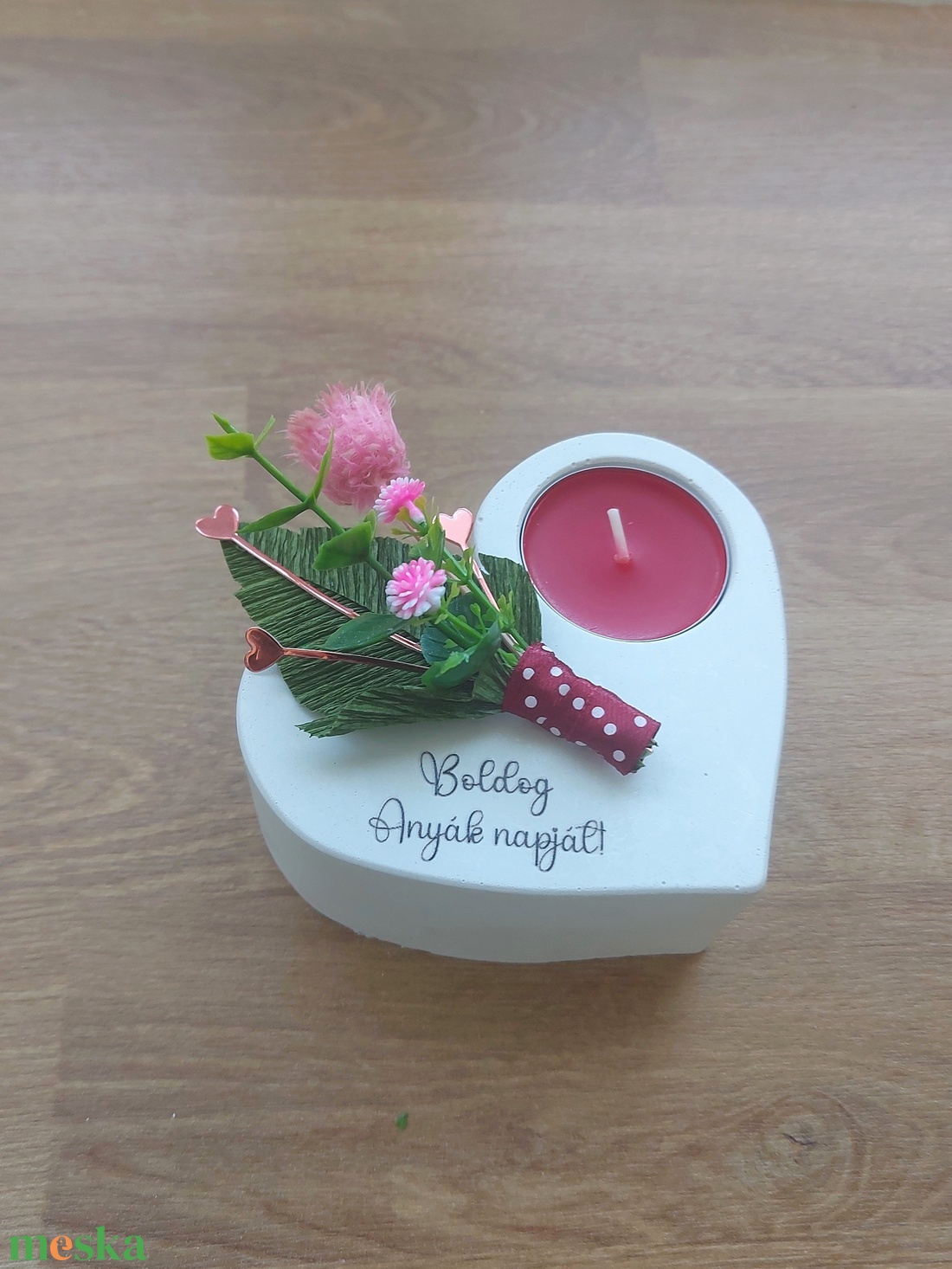 Anyák napi szív mécsestartó - csokros - otthon & életmód - gyertya, illat, aroma - mécses és mécsestartó - Meska.hu