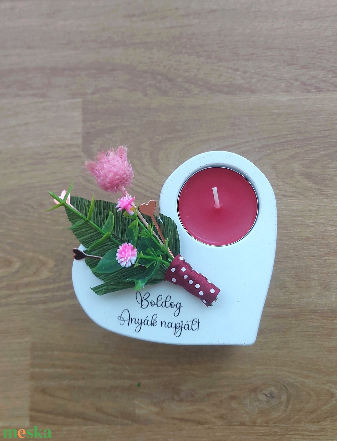 Anyák napi szív mécsestartó - csokros - otthon & életmód - gyertya, illat, aroma - mécses és mécsestartó - Meska.hu