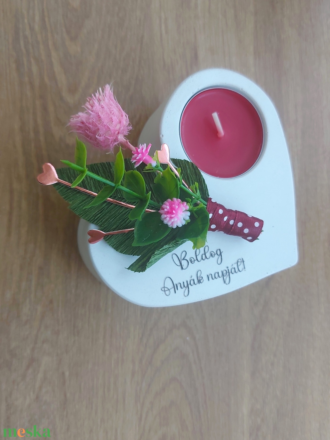 Anyák napi szív mécsestartó - csokros - otthon & életmód - gyertya, illat, aroma - mécses és mécsestartó - Meska.hu