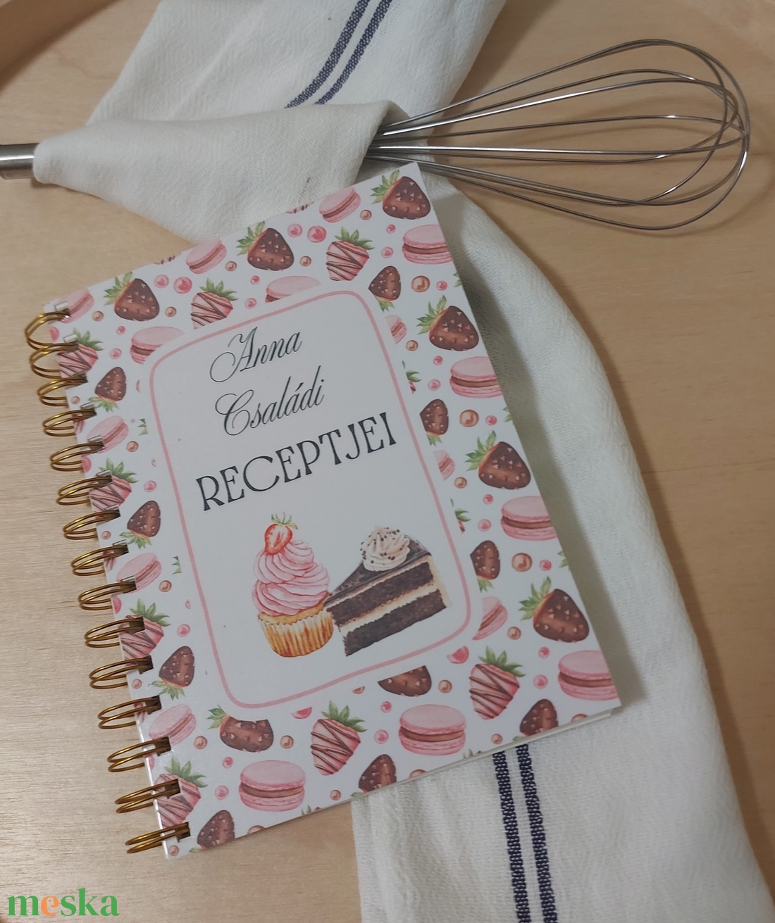 Névre szóló receptfüzet - macaron  - otthon & életmód - konyhafelszerelés, tálalás - sütés, főzés - receptfüzet - Meska.hu