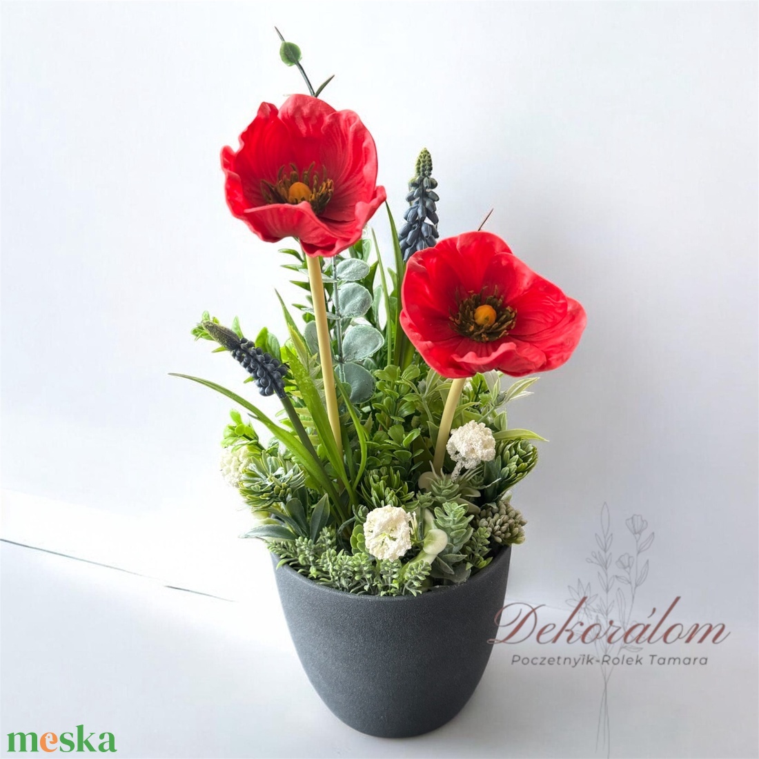 Pipacsos asztaldísz - otthon & életmód - virágdekoráció - virágdíszek - asztali virágdísz - Meska.hu