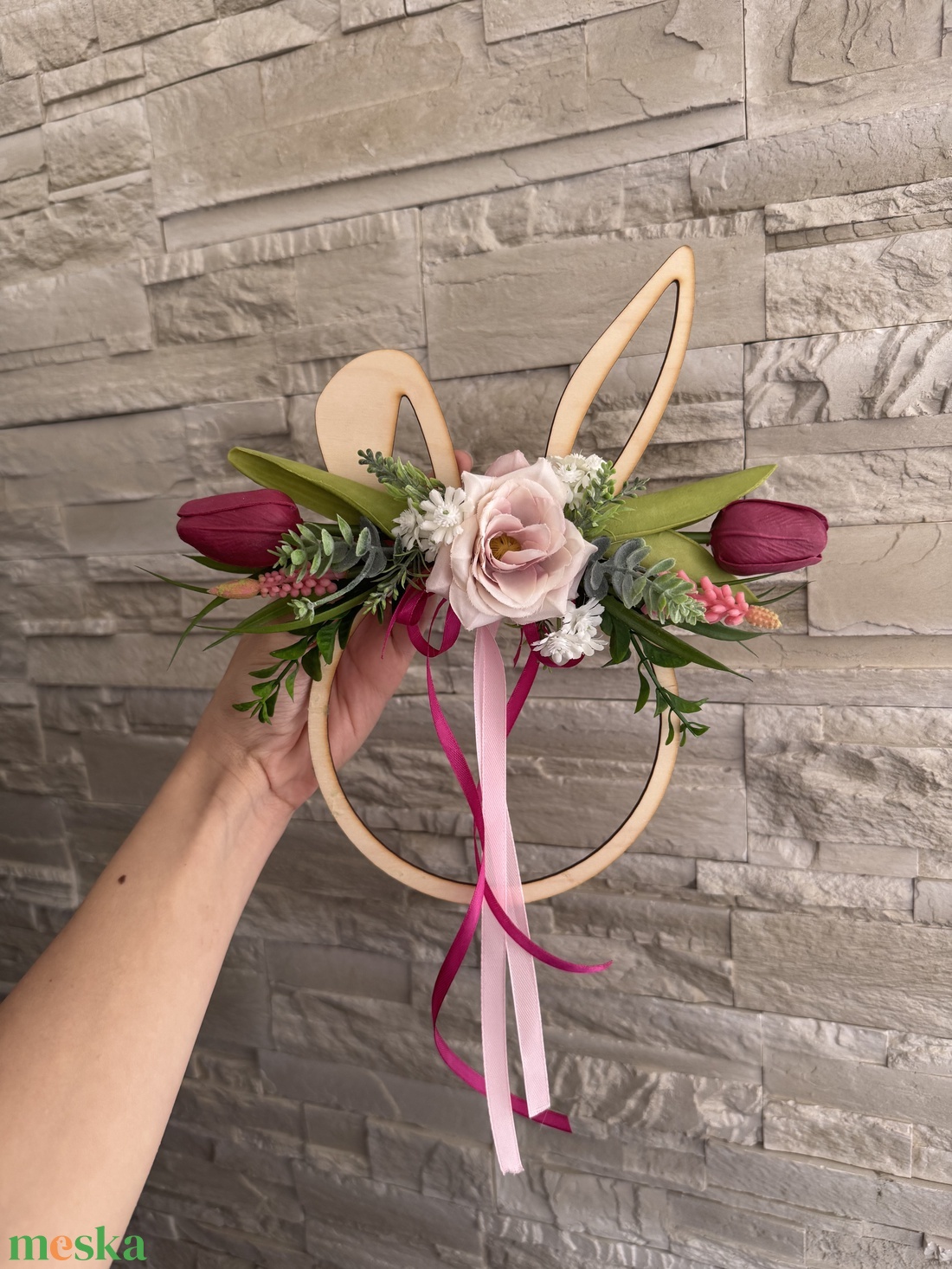 Nyuszis ajtó/ablakdísz - ünnepi díszek, dekorációk - húsvéti díszek és dekorációk - húsvéti ajtódísz, kopogtató - Meska.hu