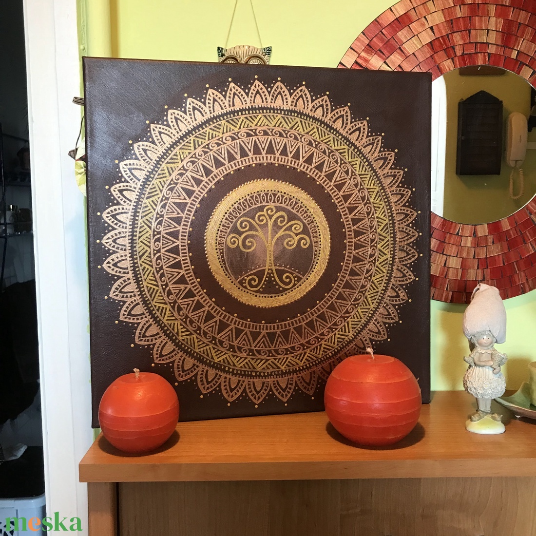 Mandala falikép életfával - művészet - festmény - akril - Meska.hu Mandala falikép életfával - művészet - festmény - akril - Meska.hu