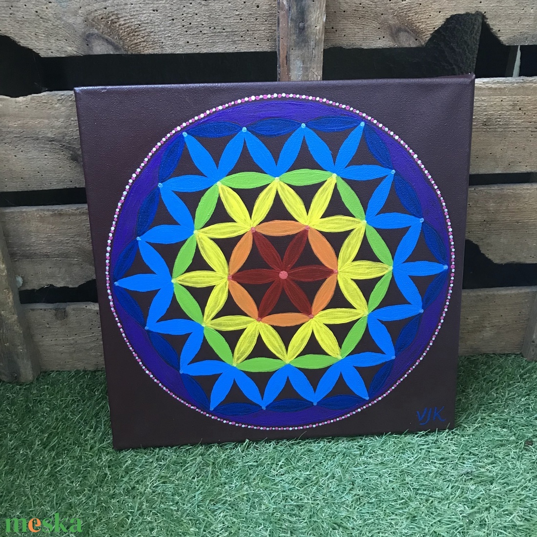 Mandala falikép élet virága motívummal - művészet - festmény - akril - Meska.hu