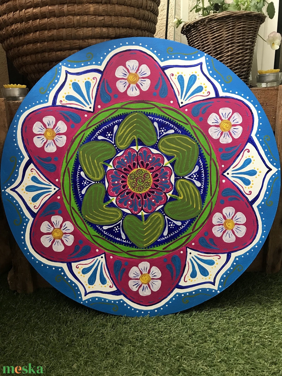 Virágoskert mandala - művészet - festmény - akril - Meska.hu Virágoskert mandala - művészet - festmény - akril - Meska.hu