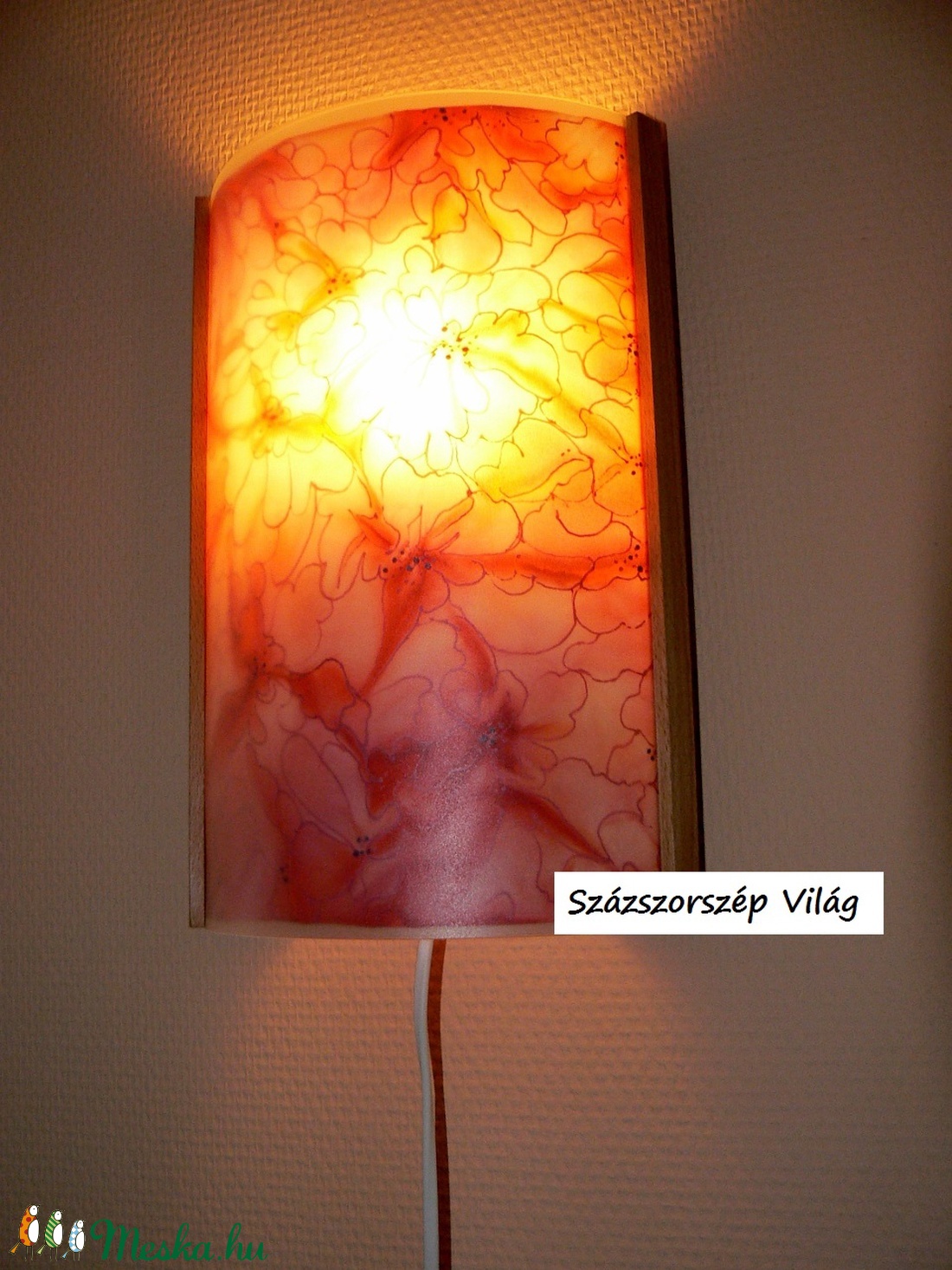 Selyemfestett virágos dekor lámpa - otthon & életmód - lámpa - hangulatlámpa - Meska.hu