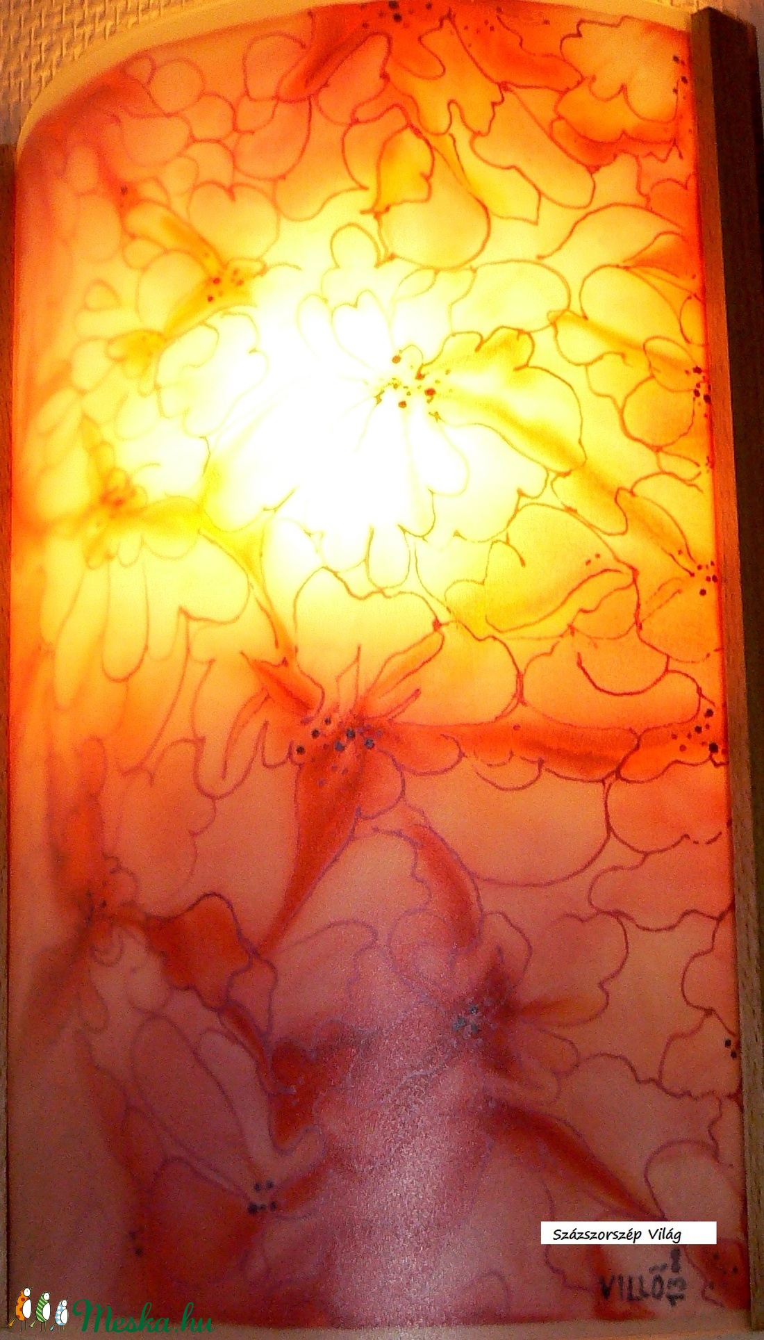 Selyemfestett virágos dekor lámpa - otthon & életmód - lámpa - hangulatlámpa - Meska.hu