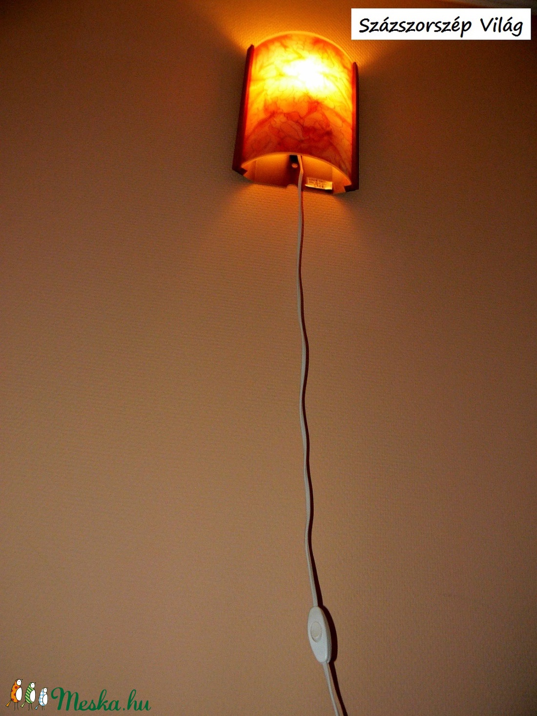 Selyemfestett virágos dekor lámpa - otthon & életmód - lámpa - hangulatlámpa - Meska.hu