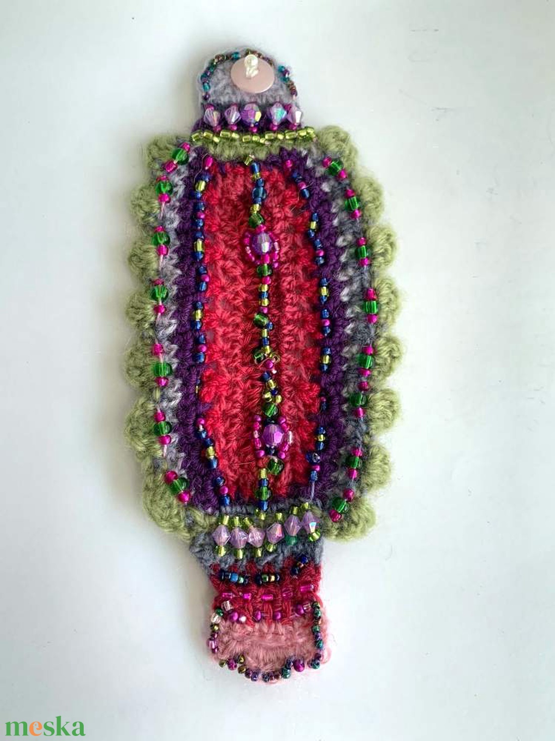 Virágzó tavasz horgolt gyöngyös karkötő - ékszer - karkötő - széles karkötő - Meska.hu