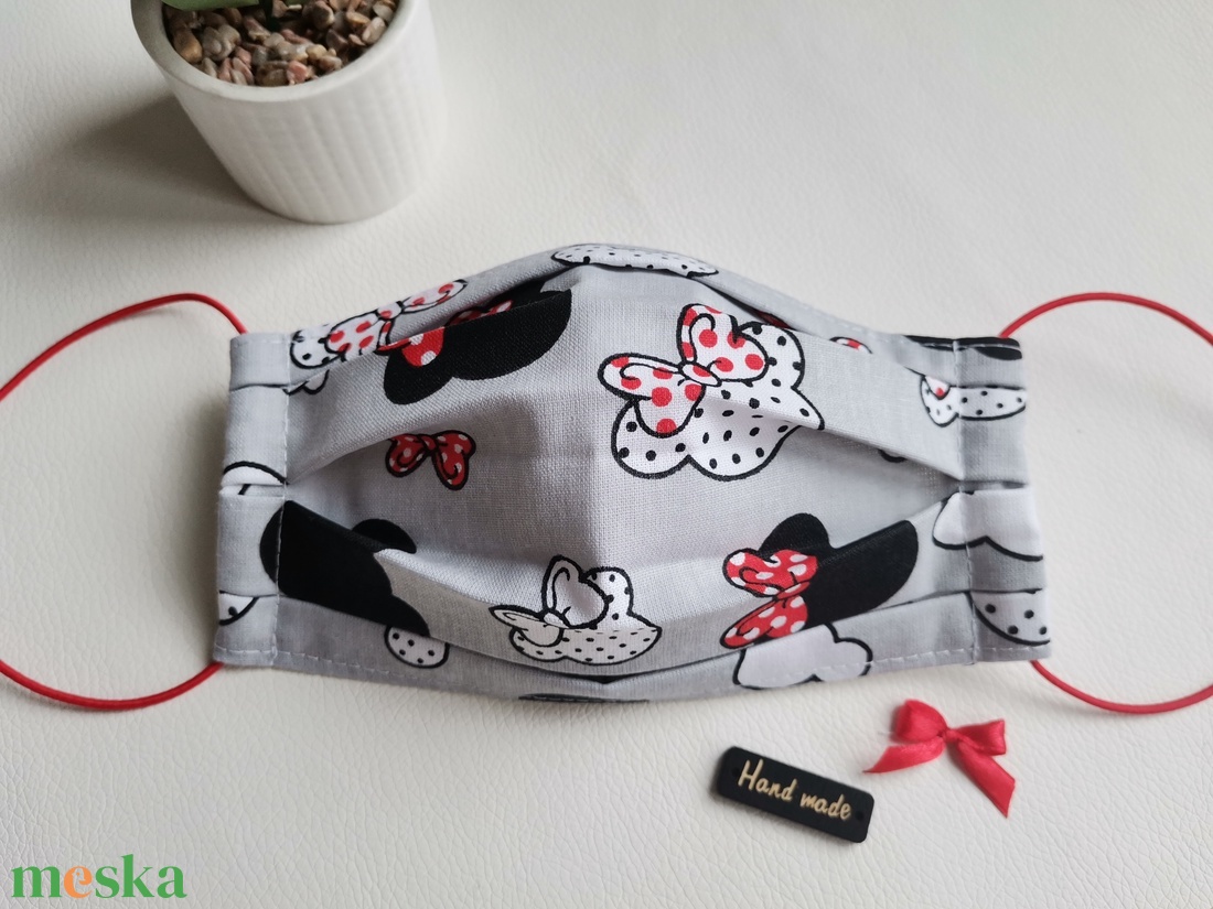 Mosható maszk, Minnie (szürke-piros) - női - női - Meska.hu Mosható maszk, Minnie (szürke-piros) - női - női - Meska.hu