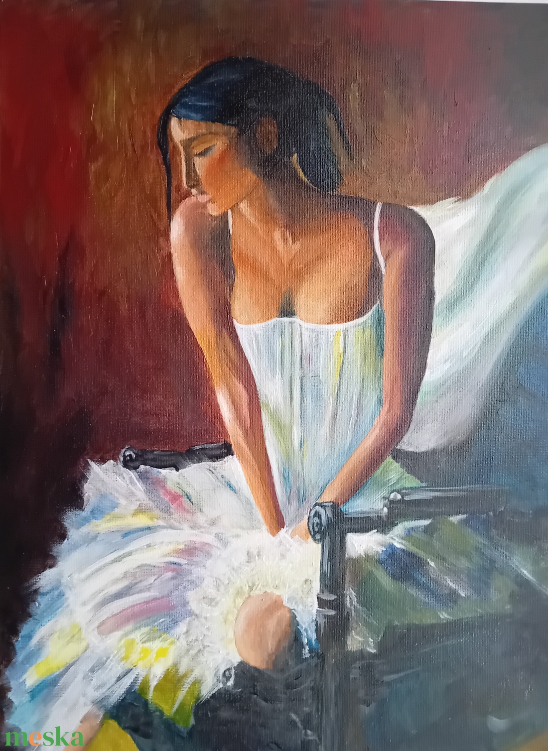 Balerina, előadás után - művészet - festmény - olajfestmény - Meska.hu