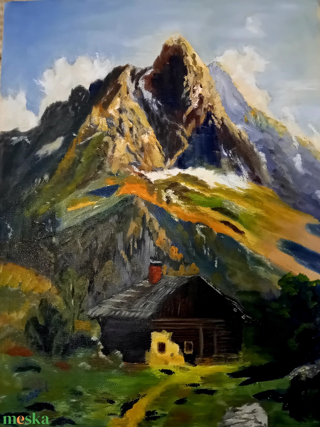 Kis ház a völgyben  - művészet - festmény - olajfestmény - Meska.hu