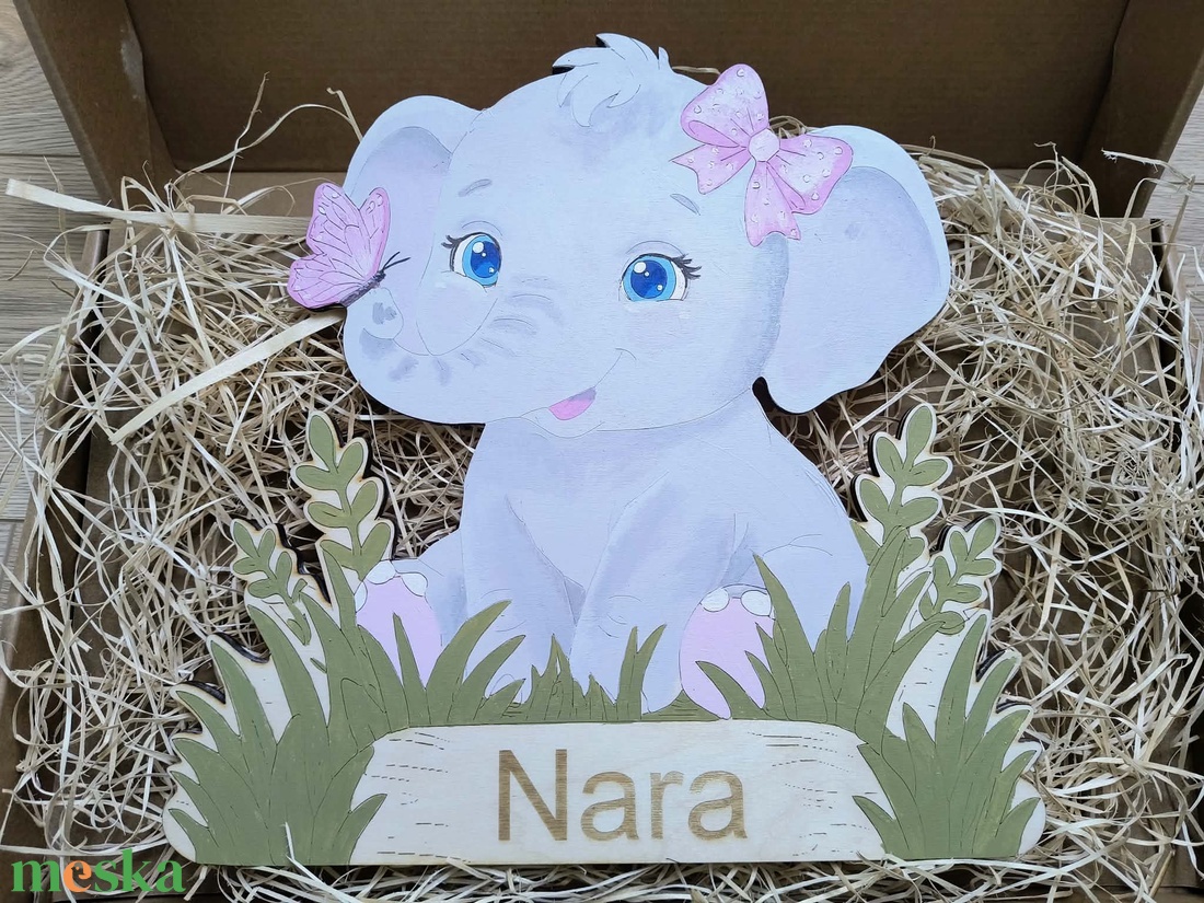 Névre szóló fali éjszakai fény � Egyedi fa kiselefánt lámpa gyermeked nevével - INGYENES SZÁLLÍTÁS(Packeta) - baba - mama - babaszoba dekoráció - éjszakai fény - Meska.hu