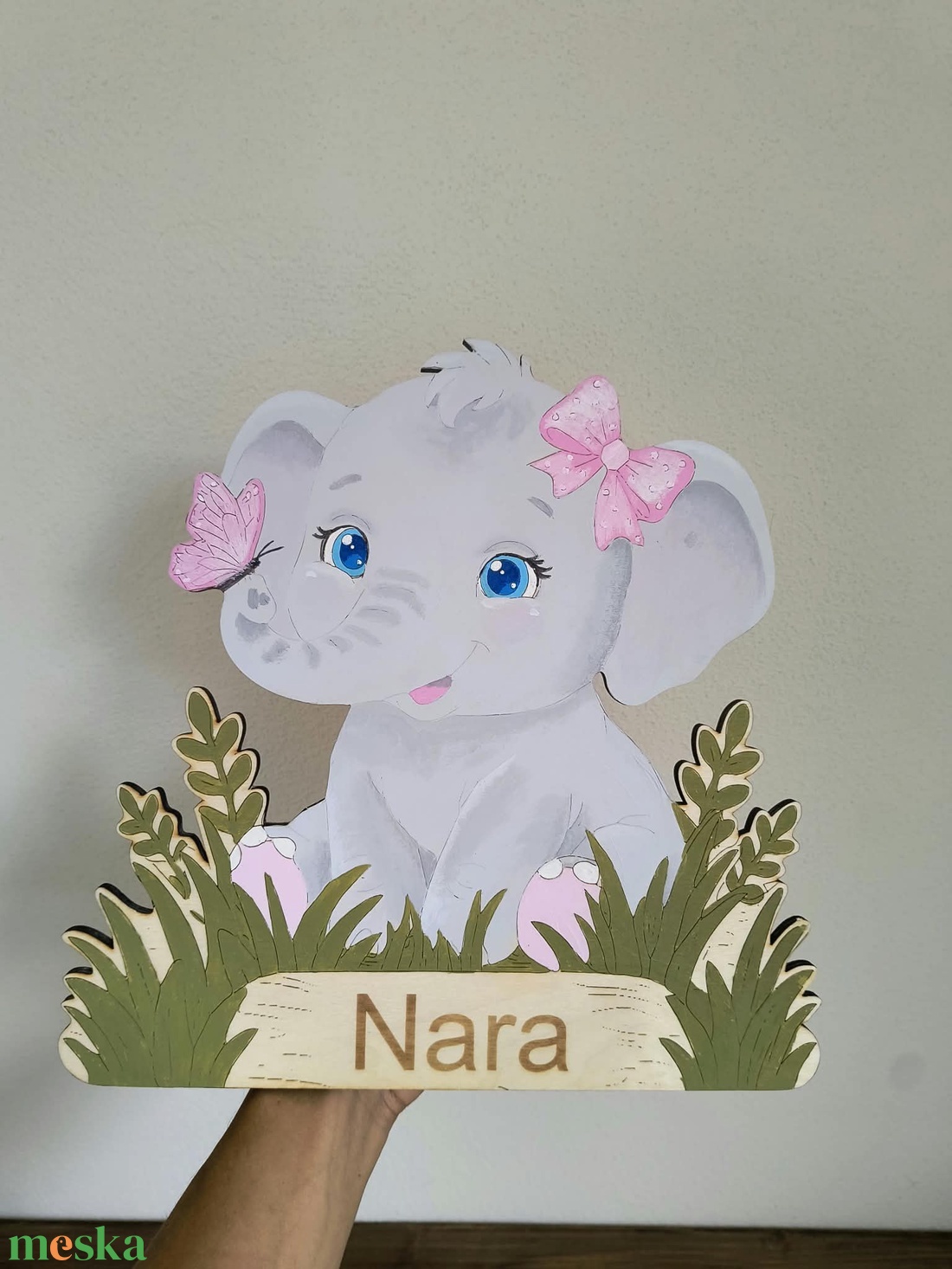 Névre szóló fali éjszakai fény � Egyedi fa kiselefánt lámpa gyermeked nevével - INGYENES SZÁLLÍTÁS(Packeta) - baba - mama - babaszoba dekoráció - éjszakai fény - Meska.hu