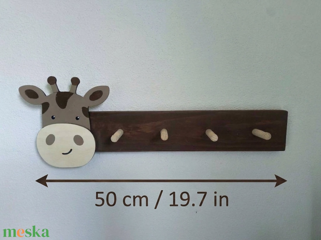 Fa zsiráfos gyerek fogas és ruhaakasztó gyerekszobába - Személyre szabható - baba - mama - babaszobabútor - polc, fogas - Meska.hu