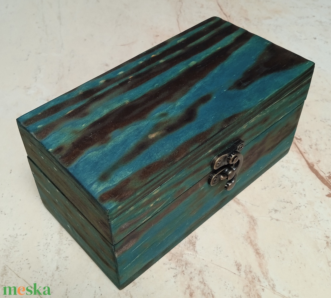 Fenyő türkiz tárolódoboz - otthon & életmód - dekoráció - asztal és polc dekoráció - díszdoboz - Meska.hu