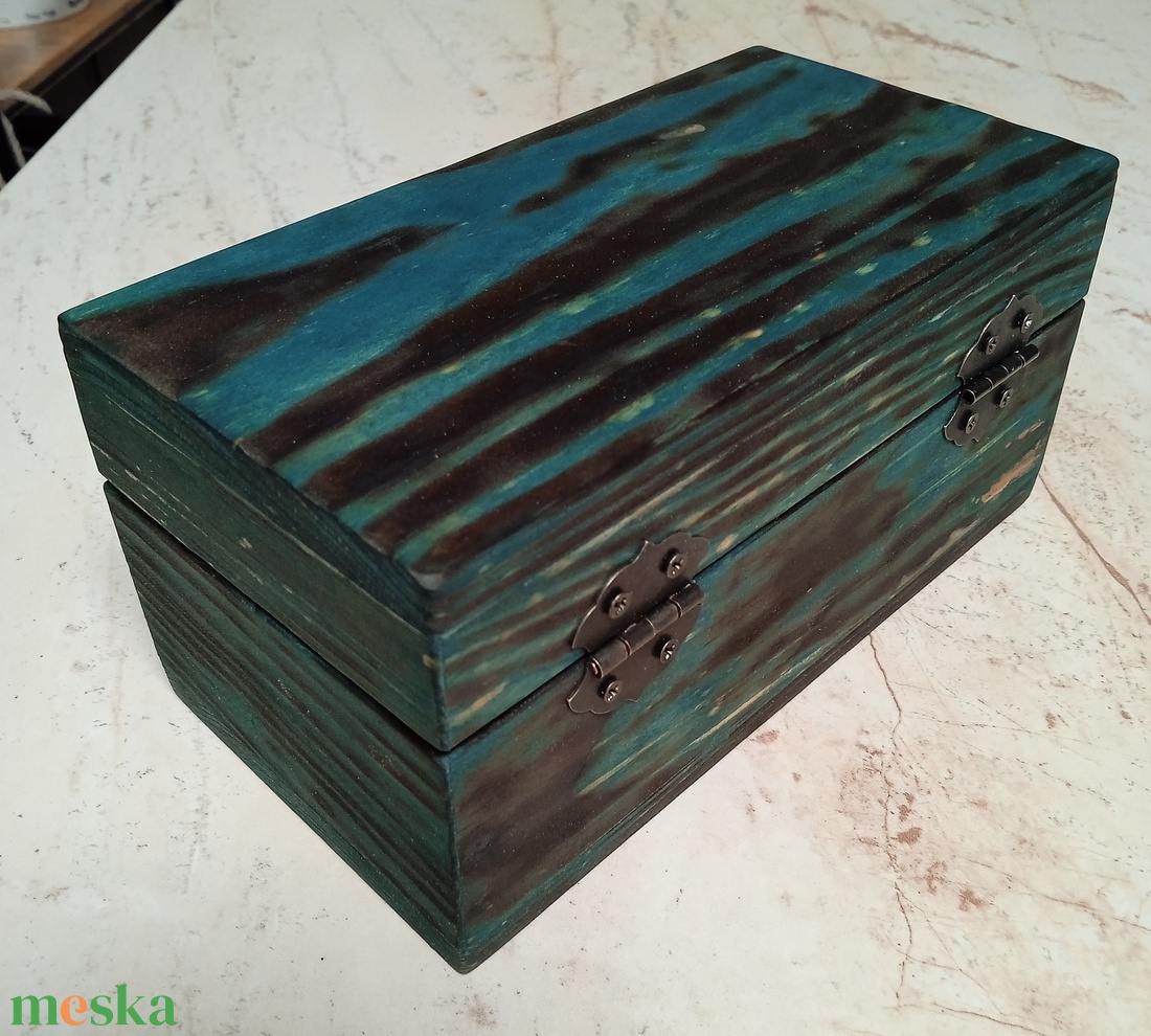 Fenyő türkiz tárolódoboz - otthon & életmód - dekoráció - asztal és polc dekoráció - díszdoboz - Meska.hu
