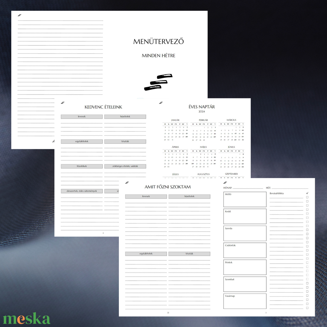 Nyomtatható jegyzetfüzet - heti menütervező - otthon & lakás - papír írószer - jegyzetfüzet & napló - Meska.hu