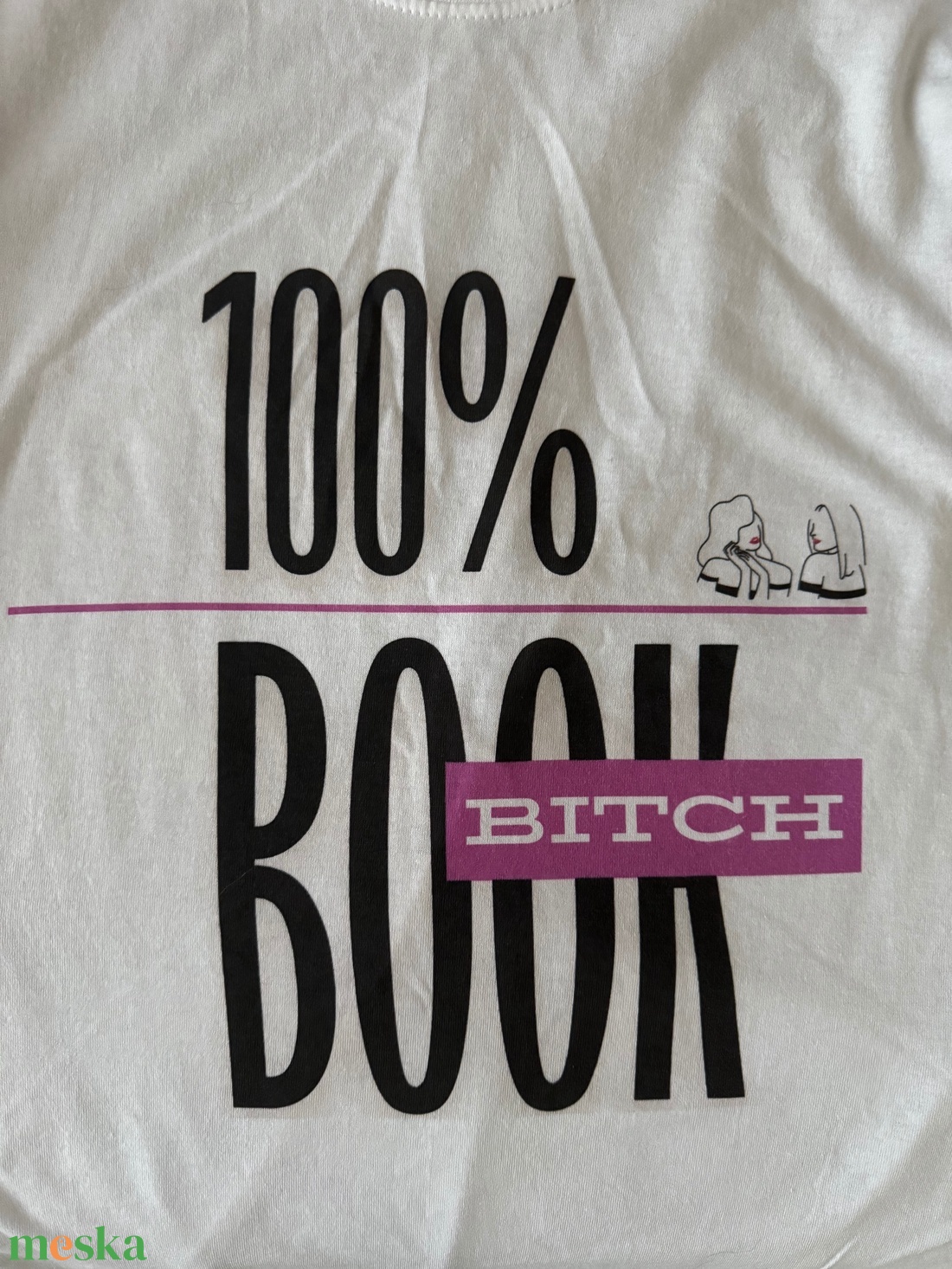 Fehér könyves póló - 100% book bitch felirattal - ruha & divat - női ruha - póló, felső - Meska.hu Fehér könyves póló - 100% book bitch felirattal - ruha & divat - női ruha - póló, felső - Meska.hu