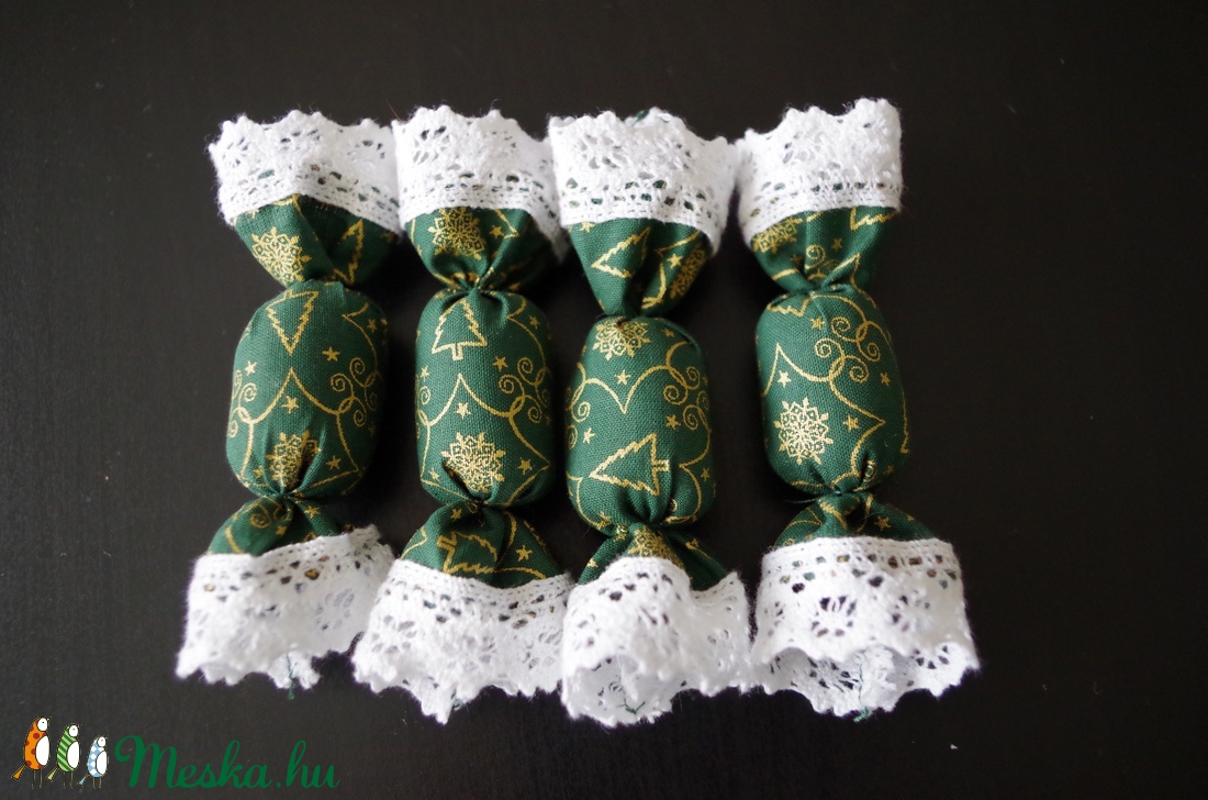 Elegáns karácsonyi mintás textil szaloncukor -  - Meska.hu