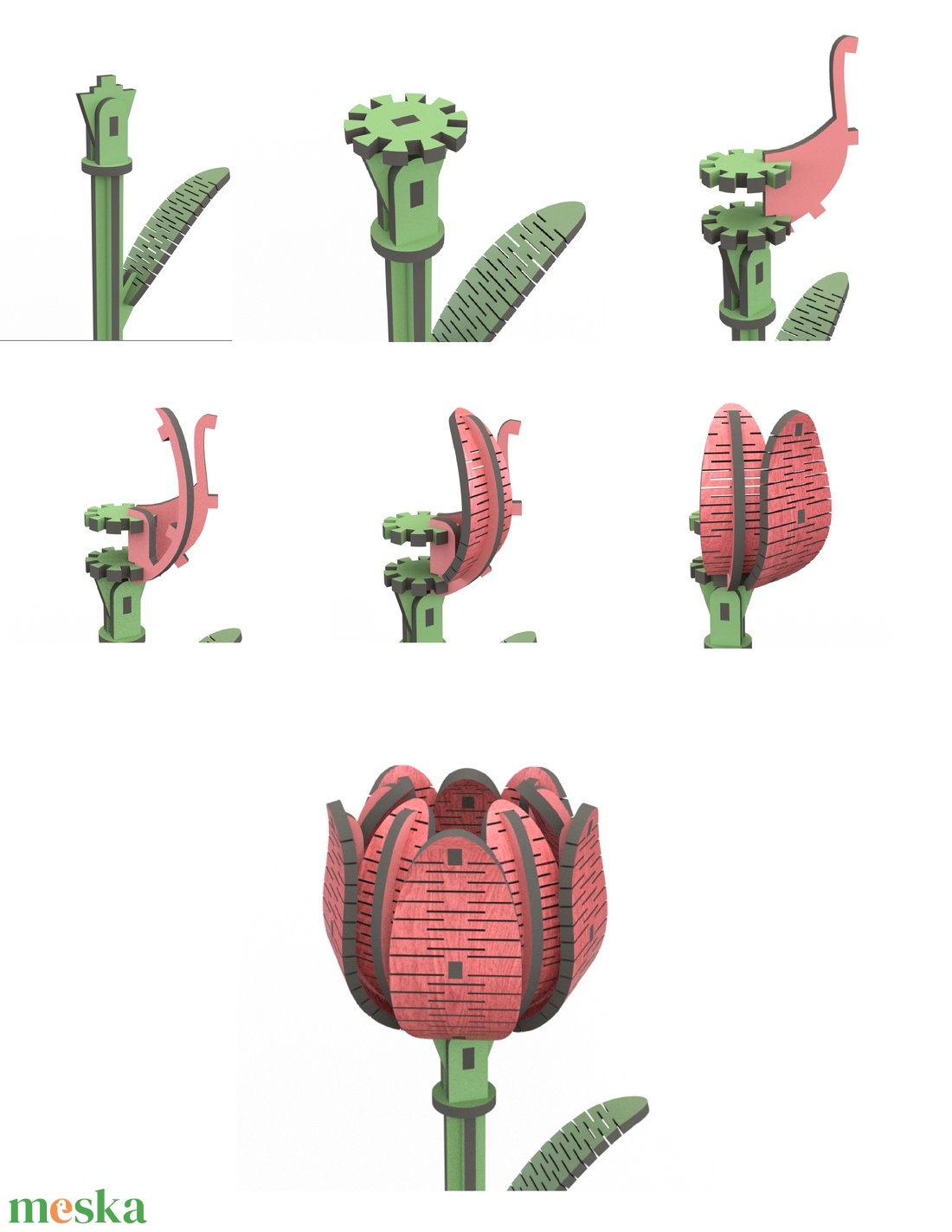 Kézzel festett fa 3D tulipán - játék & sport - puzzle - 3d puzzle - Meska.hu