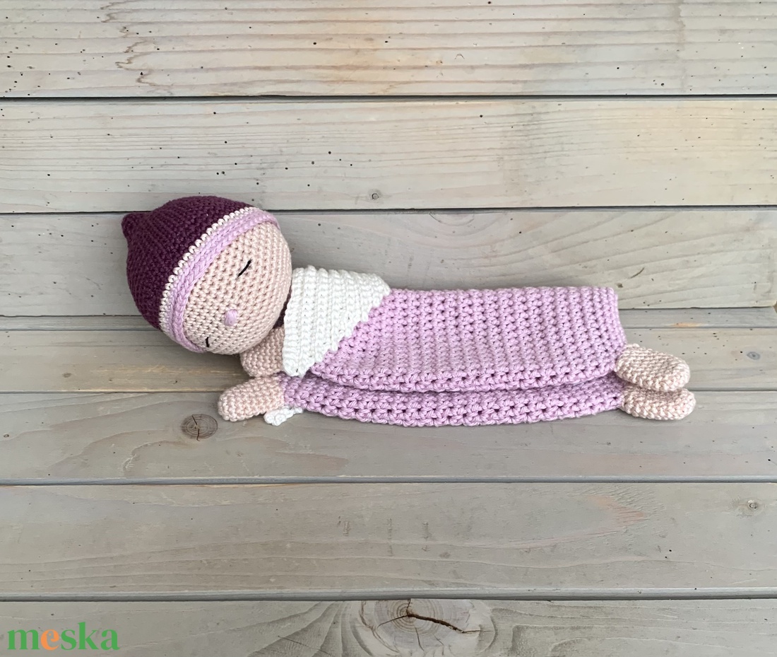 Angyalka szundikendő, horgolt-rózsaszín - játék & sport - 3 éves kor alattiaknak - alvóka & rongyi - Meska.hu