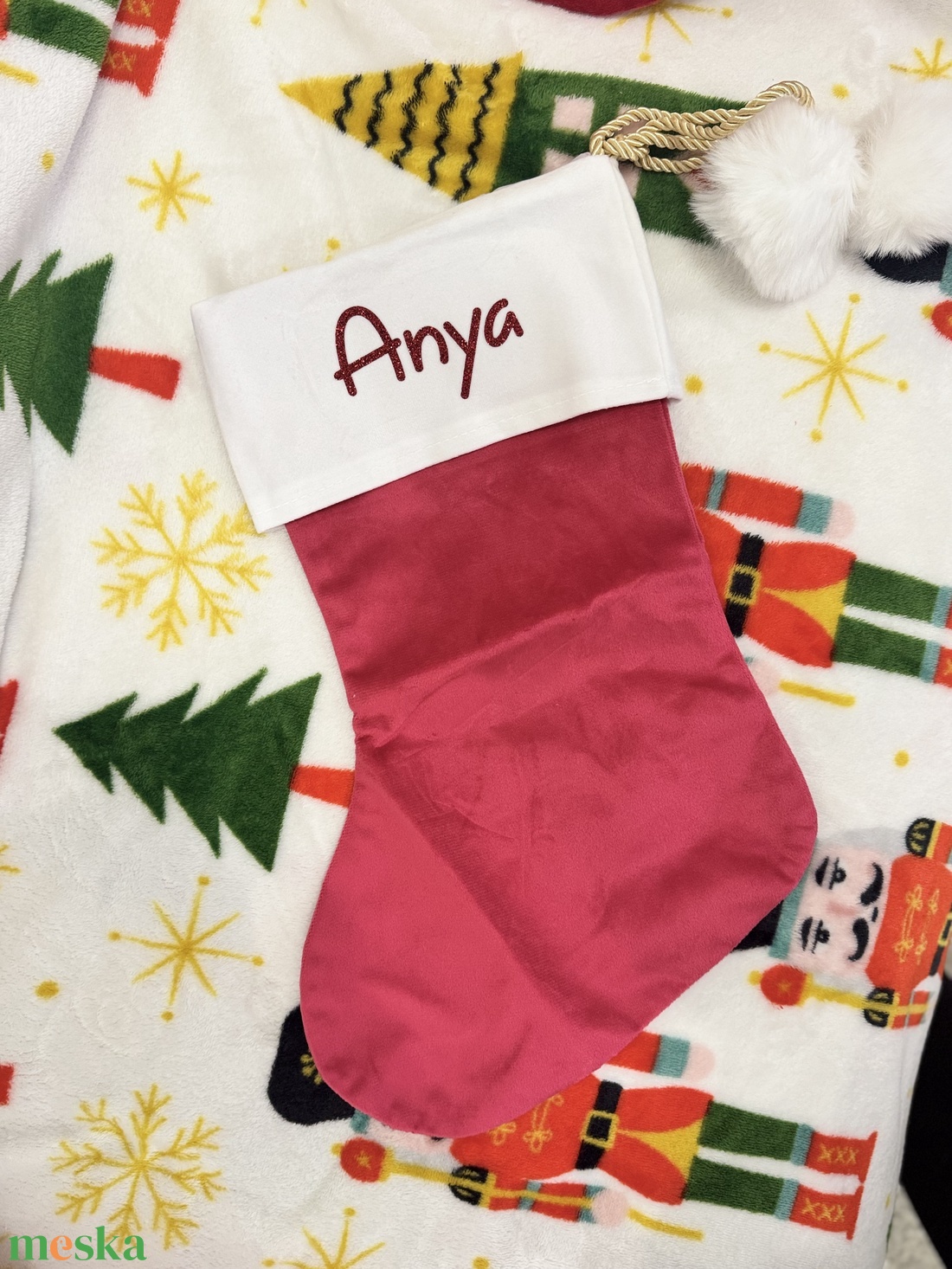 Egyedi Névvel Ellátott Bársony Csizma - karácsony - mikulás - mikulás csizma és zokni - Meska.hu