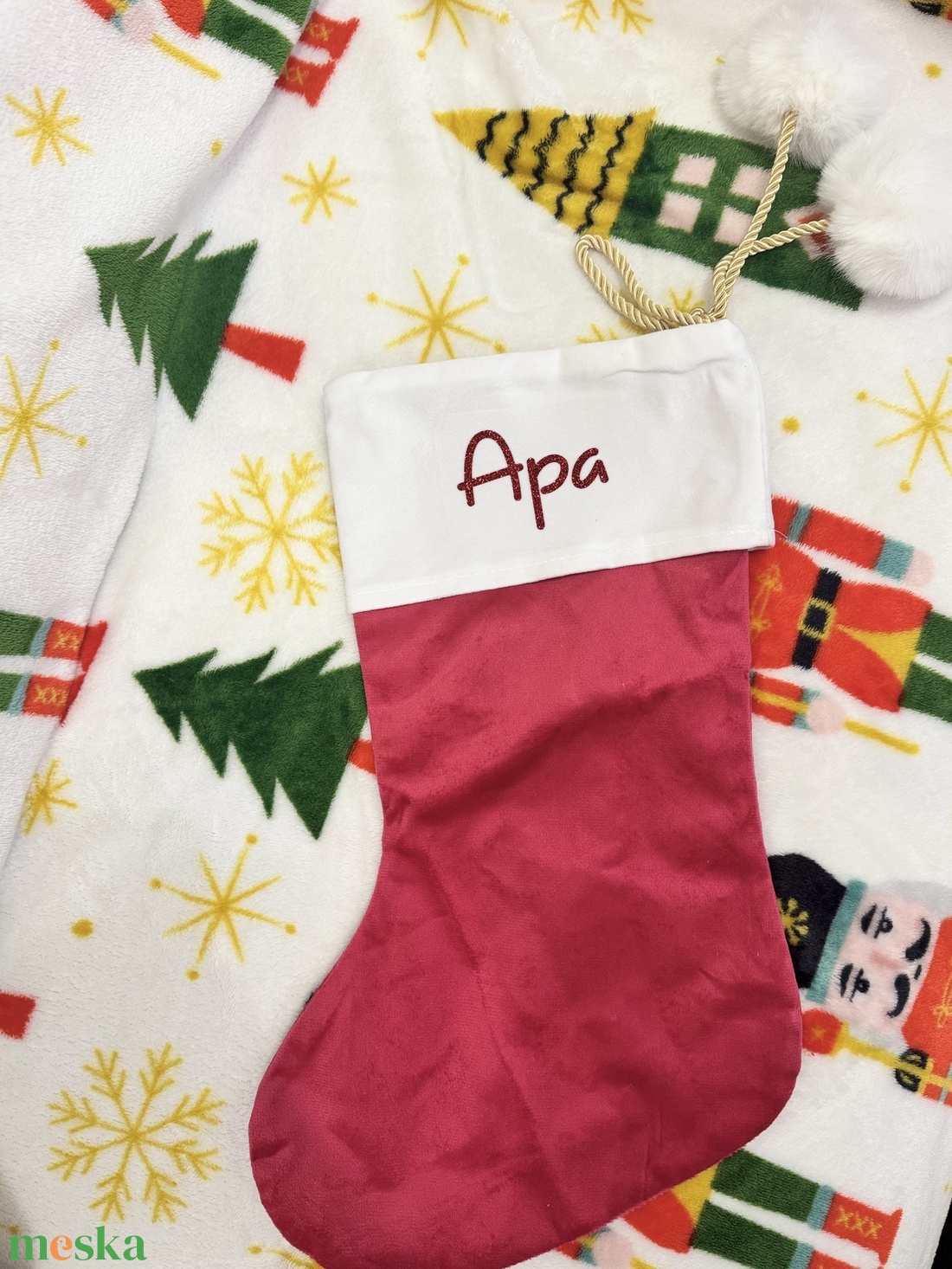 Egyedi Névvel Ellátott Bársony Csizma - karácsony - mikulás - mikulás csizma és zokni - Meska.hu