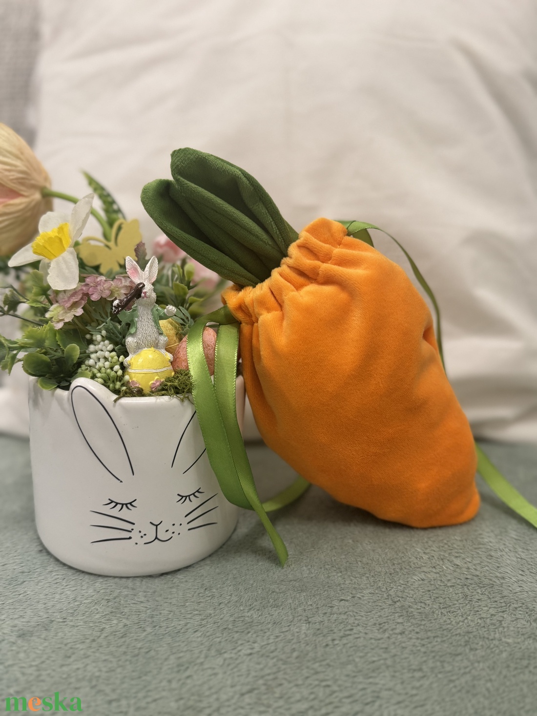 Húsvéti egyediesített kis zsák - ünnepi díszek, dekorációk - húsvéti díszek és dekorációk - húsvéti kosár - Meska.hu