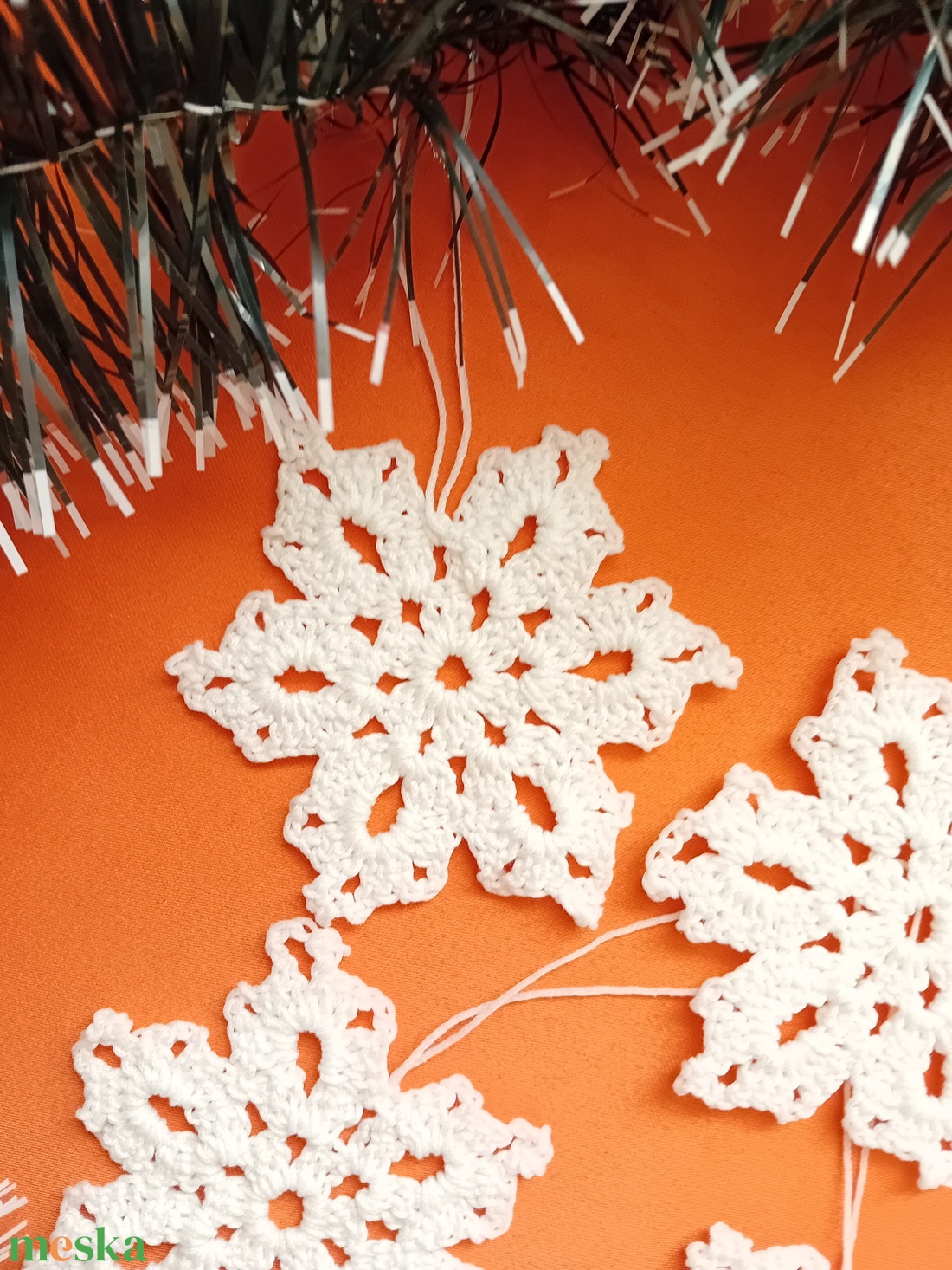 Horgolt hópehely  dekoráció, karácsonyfadísz - karácsony - karácsonyi lakásdekoráció - karácsonyfadíszek - Meska.hu