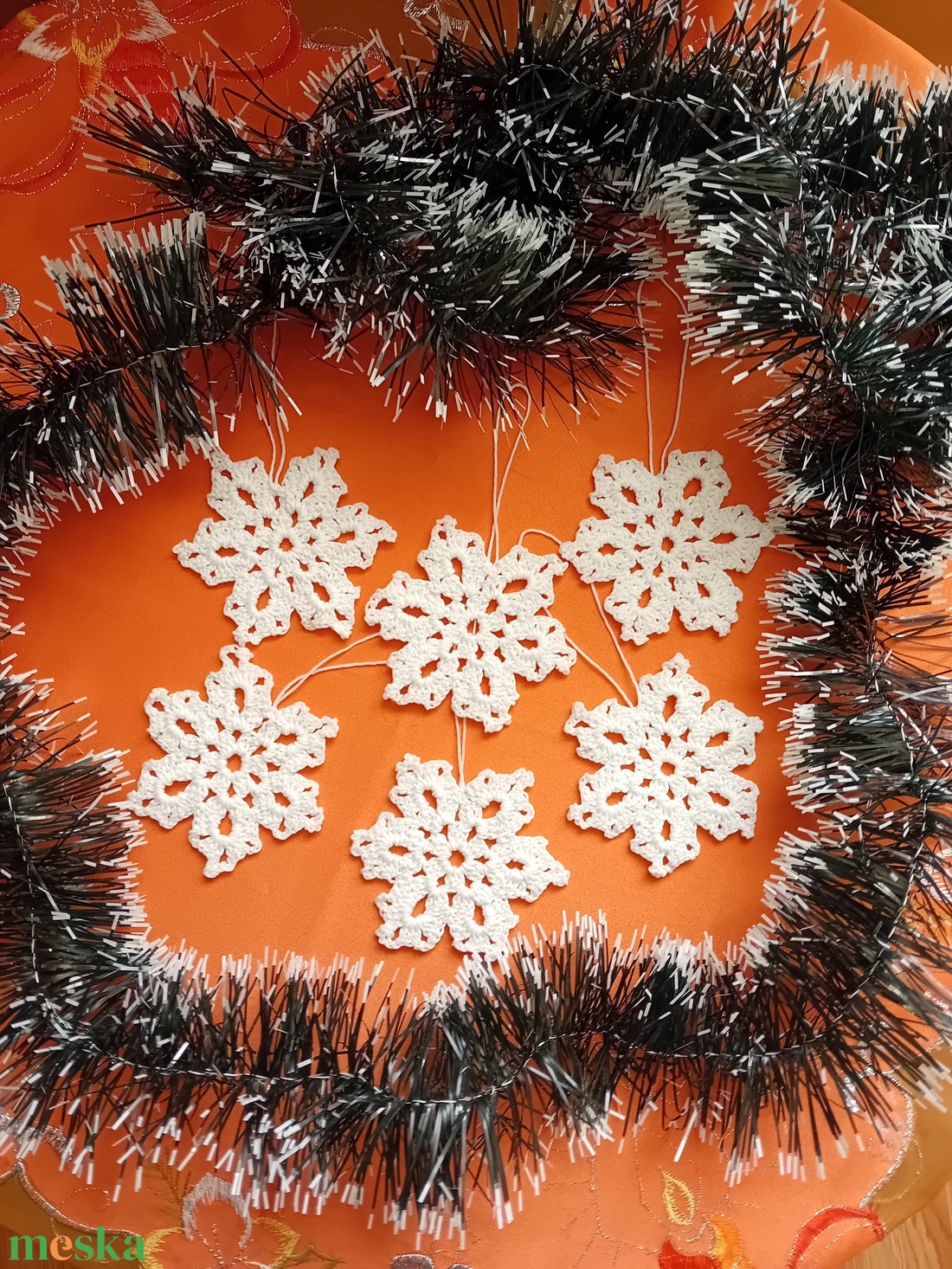 Horgolt hópehely  dekoráció, karácsonyfadísz - karácsony - karácsonyi lakásdekoráció - karácsonyfadíszek - Meska.hu