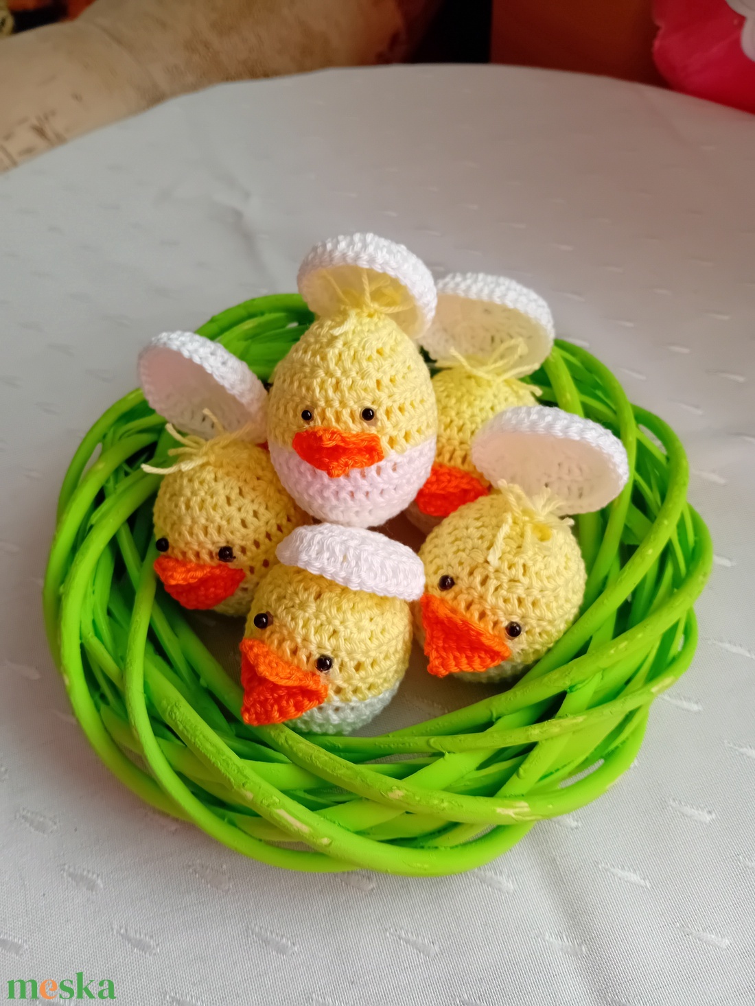 Horgolt csibetojás - otthon & életmód - dekoráció - asztal és polc dekoráció - asztaldísz - Meska.hu