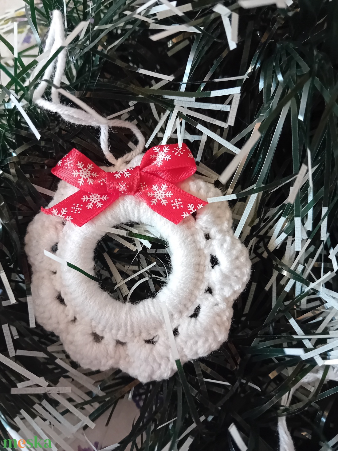 Horgolt karácsonyfadísz fehér - karácsony - karácsonyi lakásdekoráció - karácsonyfadíszek - Meska.hu