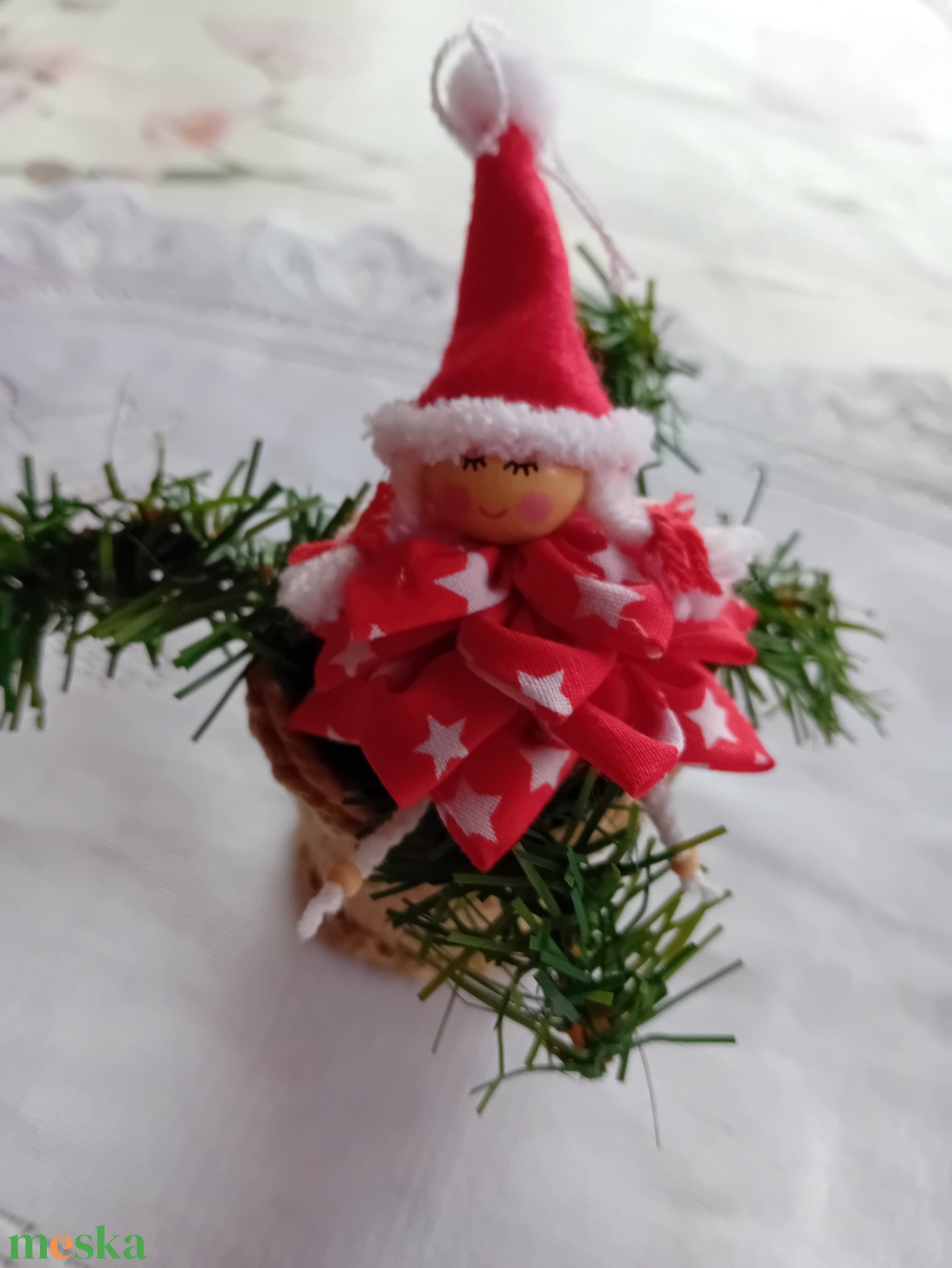 Textil karácsonyi figura-manótündér - karácsony - karácsonyi lakásdekoráció - karácsonyfadíszek - Meska.hu