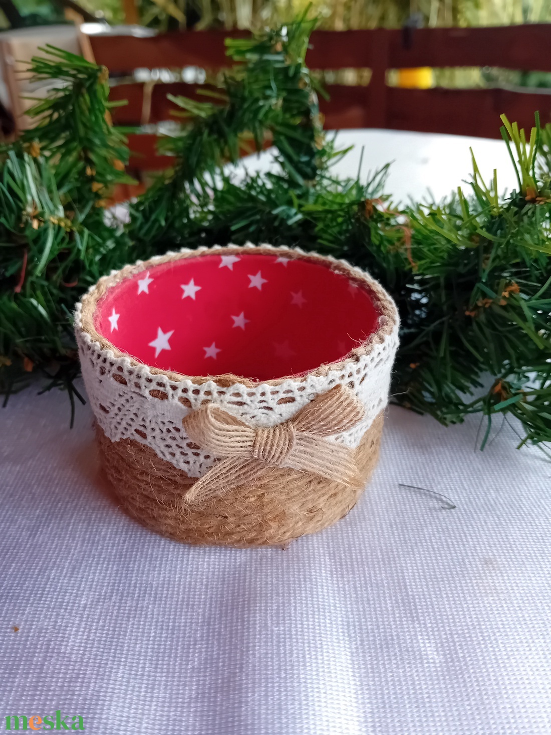 Karácsonyi mini kerek tartó, dísztárgy - karácsony - karácsonyi lakásdekoráció - karácsonyi lakásdíszek - Meska.hu