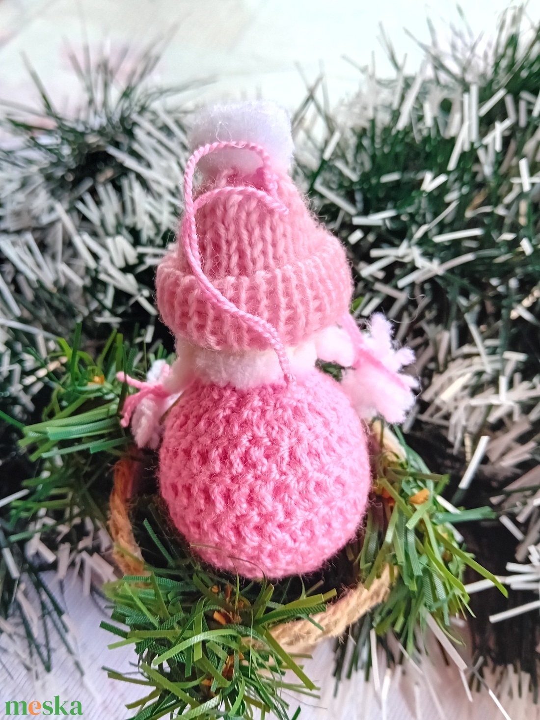 Karácsonyi kislány figura rózsaszínben - karácsony - karácsonyi lakásdekoráció - karácsonyfadíszek - Meska.hu