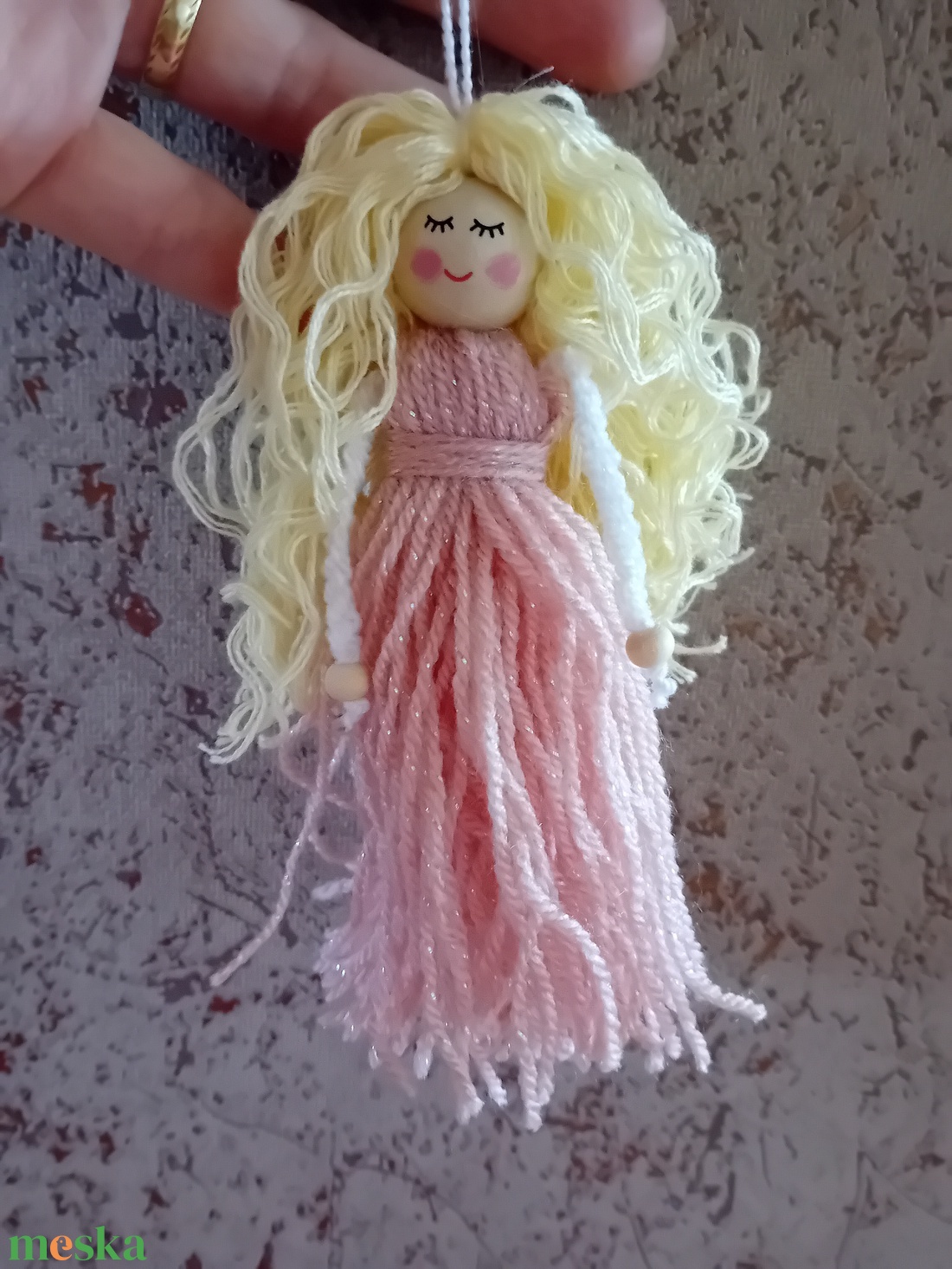 Karácsonyi fonal angyal - karácsony - karácsonyi lakásdekoráció - karácsonyfadíszek - Meska.hu