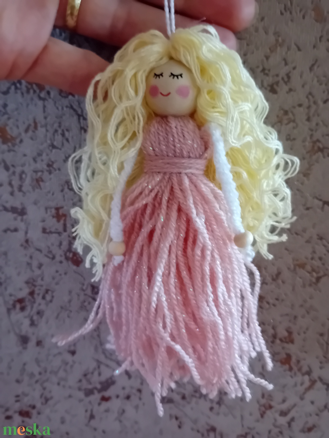 Karácsonyi fonal angyal - karácsony - karácsonyi lakásdekoráció - karácsonyfadíszek - Meska.hu